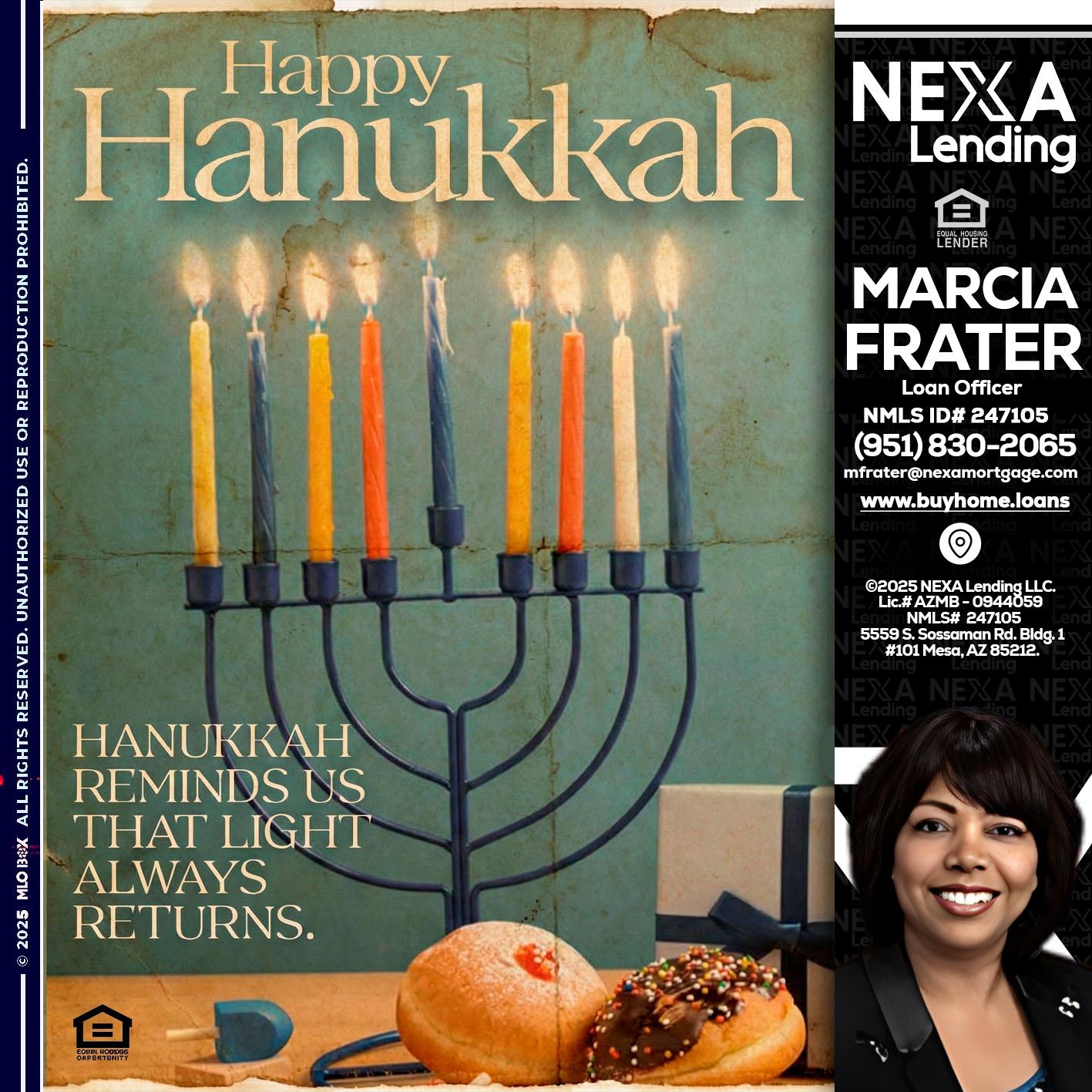 HAPPY HANUKKAH - Marcia Frater -Loan Officer