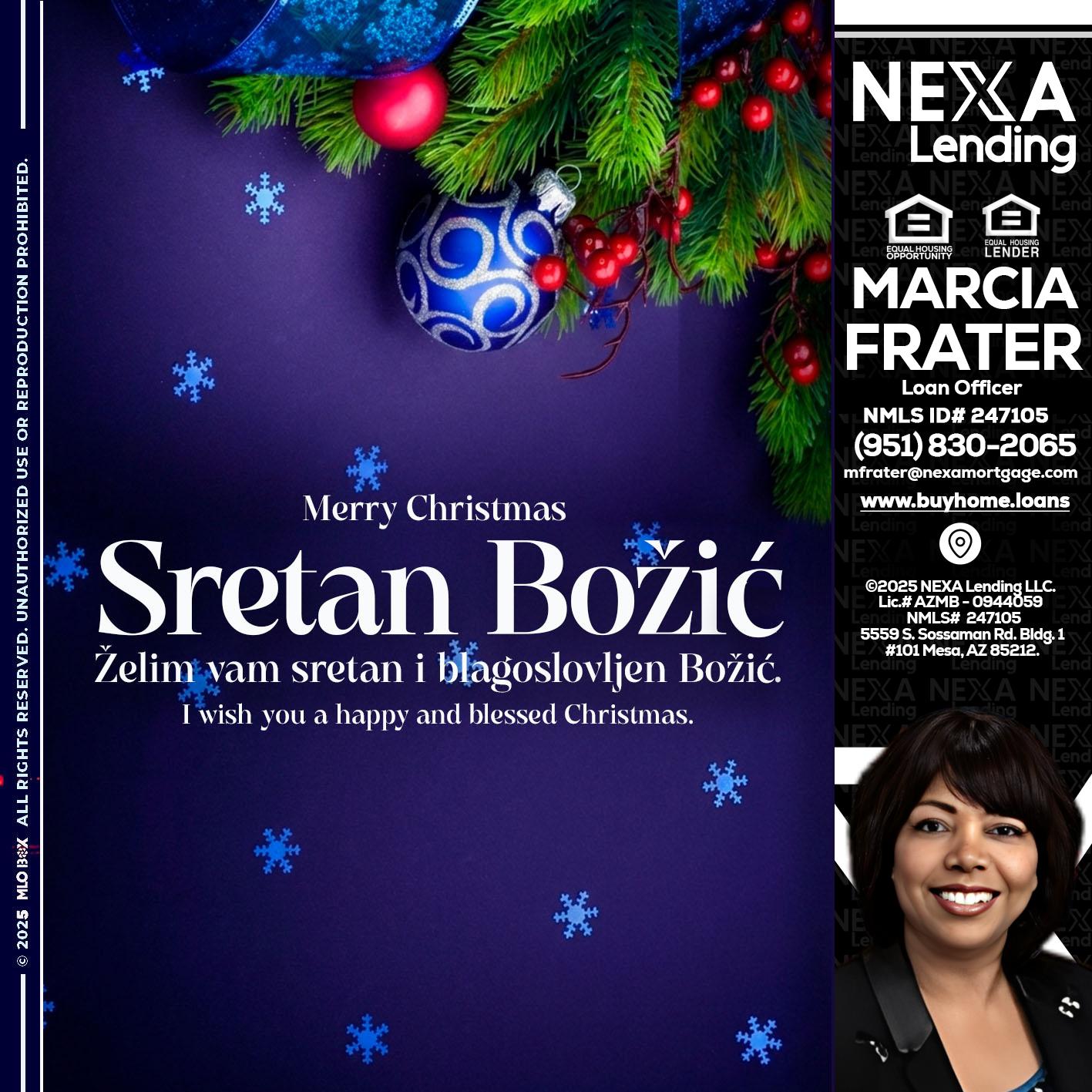 Sretan Božić - Marcia Frater -Loan Officer