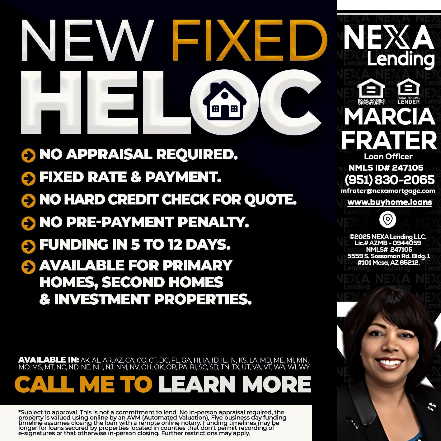 HELOC - Marcia Frater -Loan Officer