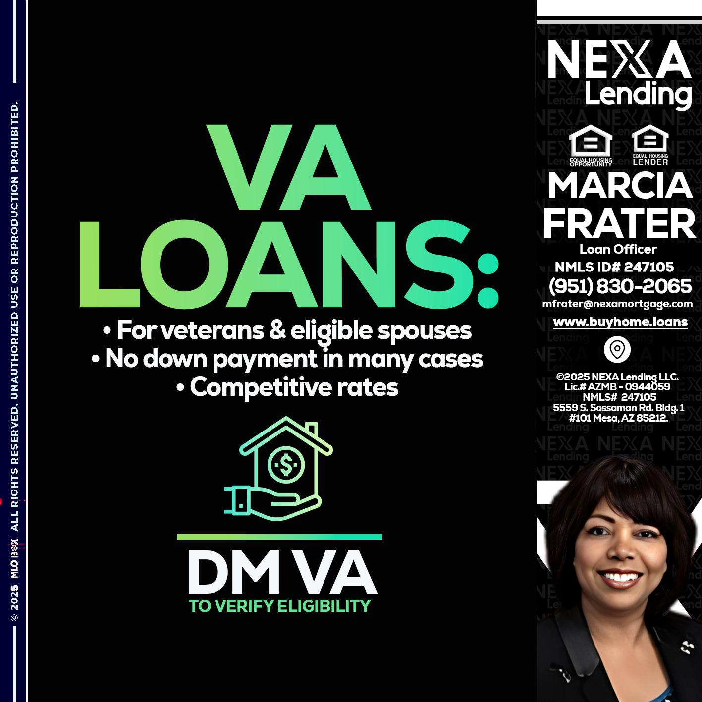 VA LOANS - Marcia Frater -Loan Officer