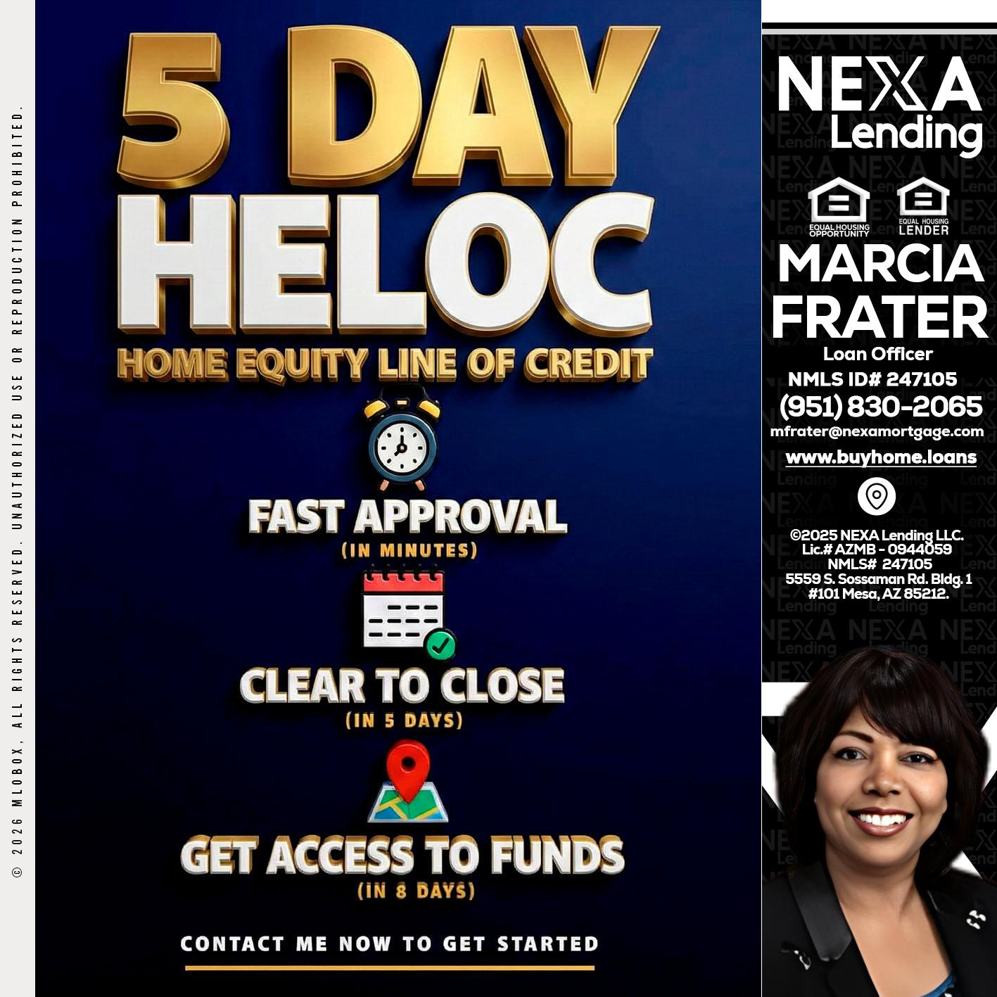5 day hello - Marcia Frater -Loan Officer