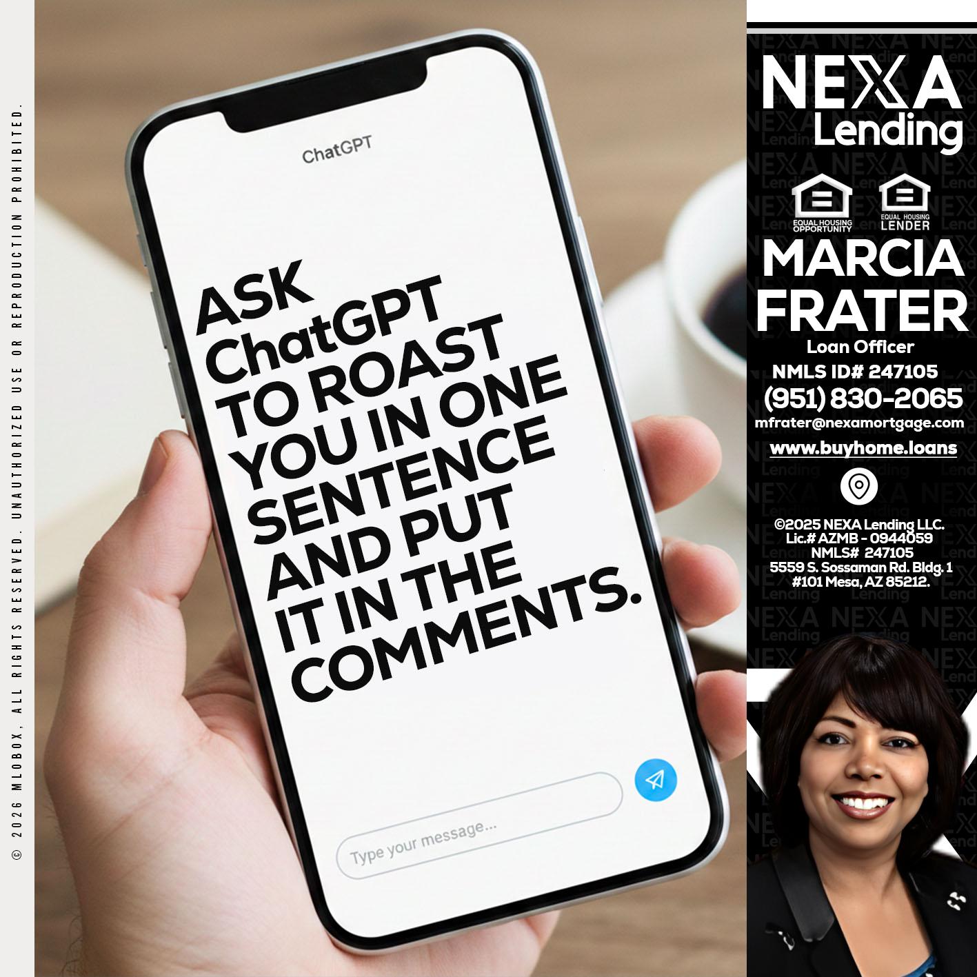 ask chatgpt - Marcia Frater -Loan Officer