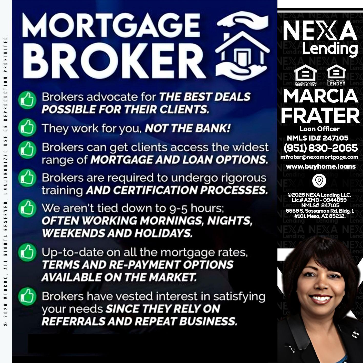 MORTGAGE BROKER - Marcia Frater -Loan Officer