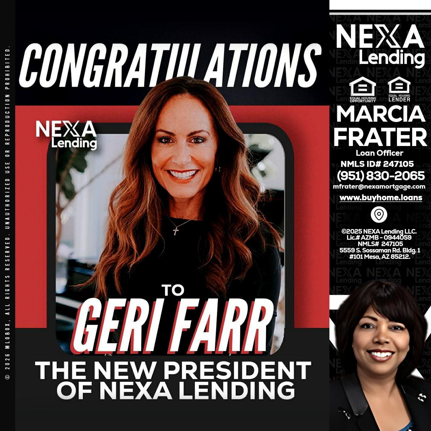 CONGRATULATIONS - Marcia Frater -Loan Officer