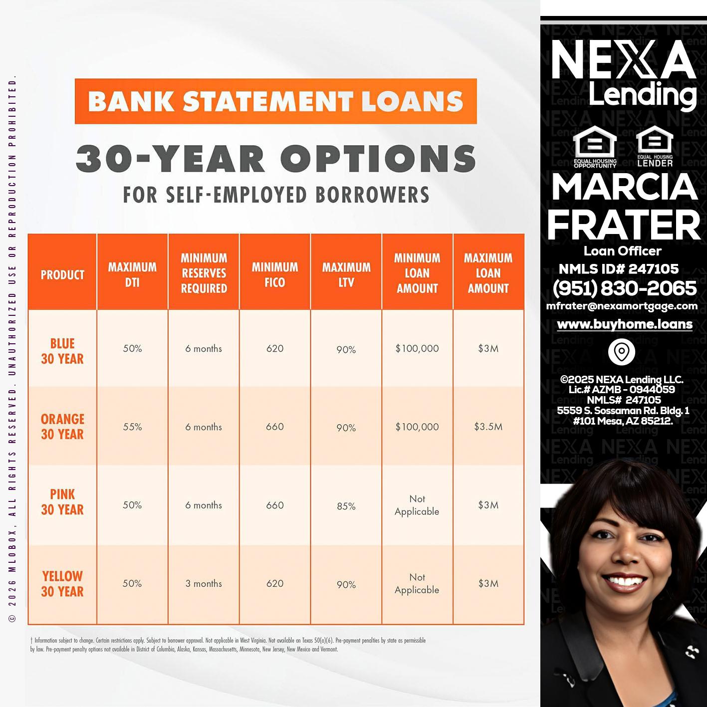 30 YEARS OPTIONS - Marcia Frater -Loan Officer