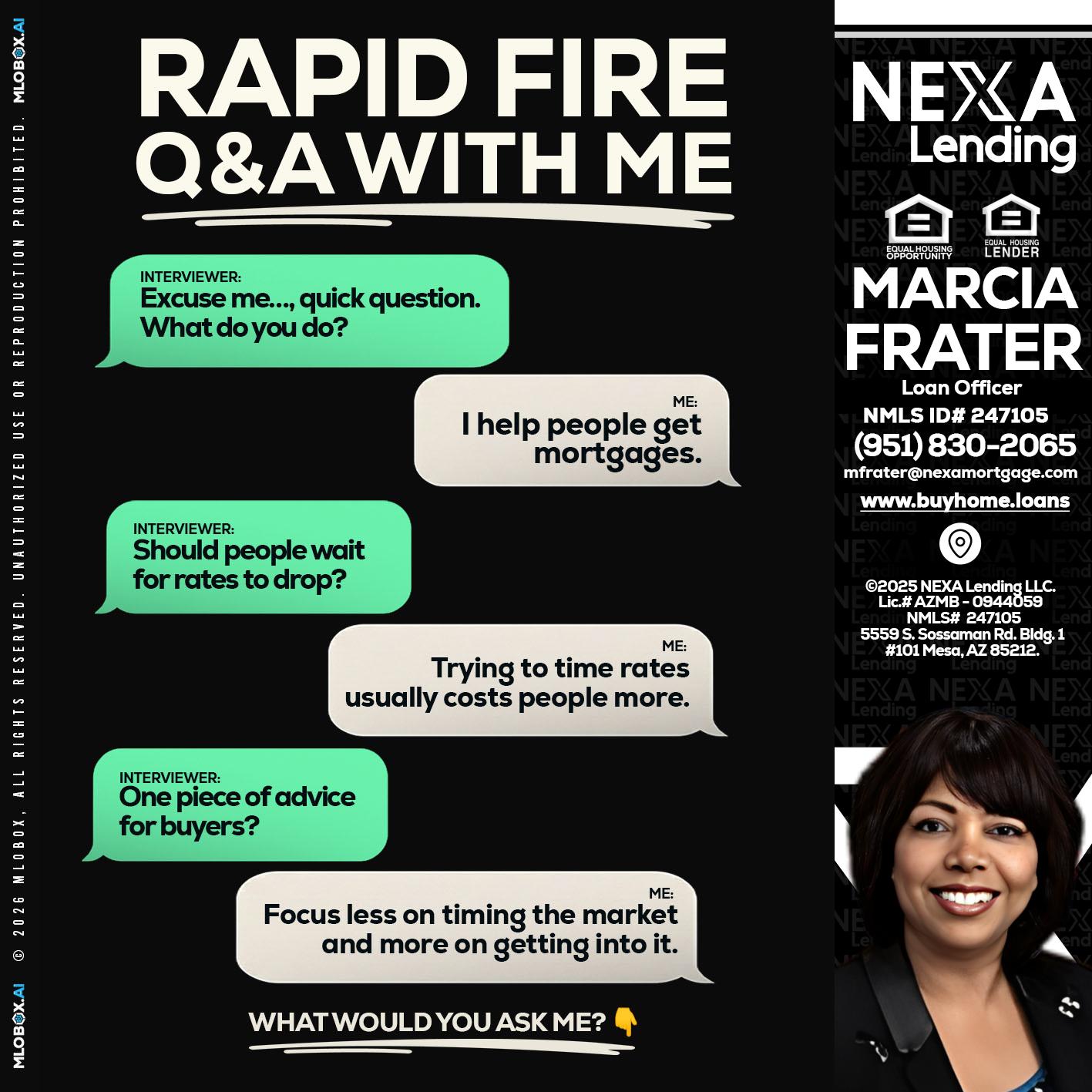 RAPID FIRE Q&A - Marcia Frater -Loan Officer