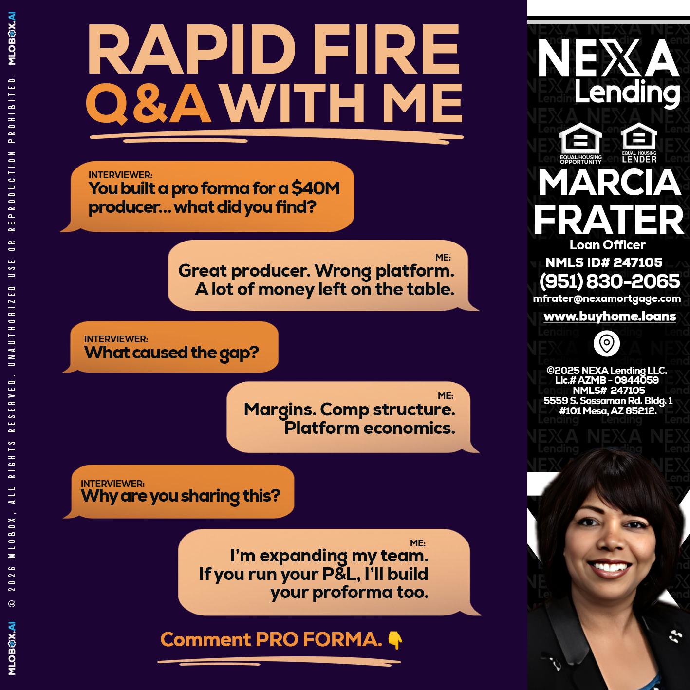 RAPID FIRE - Marcia Frater -Loan Officer