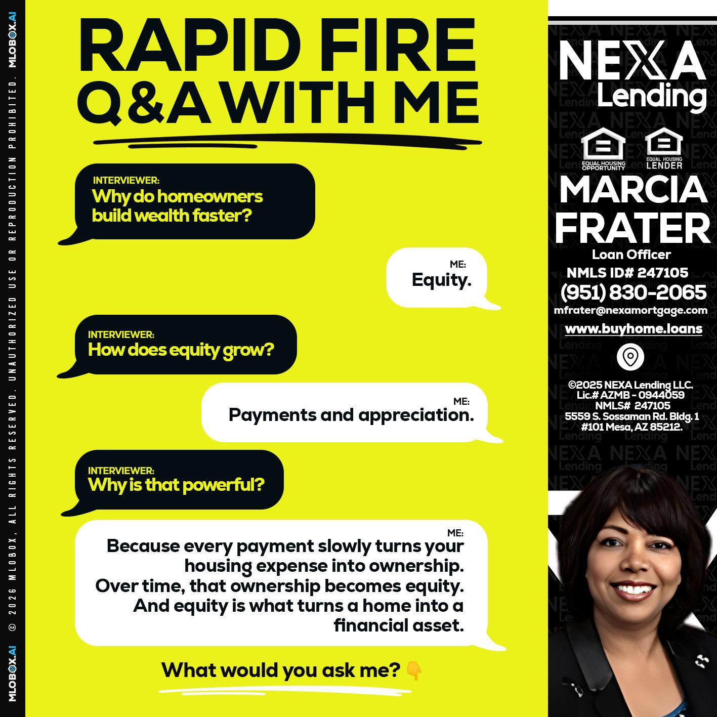 RAPID FIRE Q&A - Marcia Frater -Loan Officer