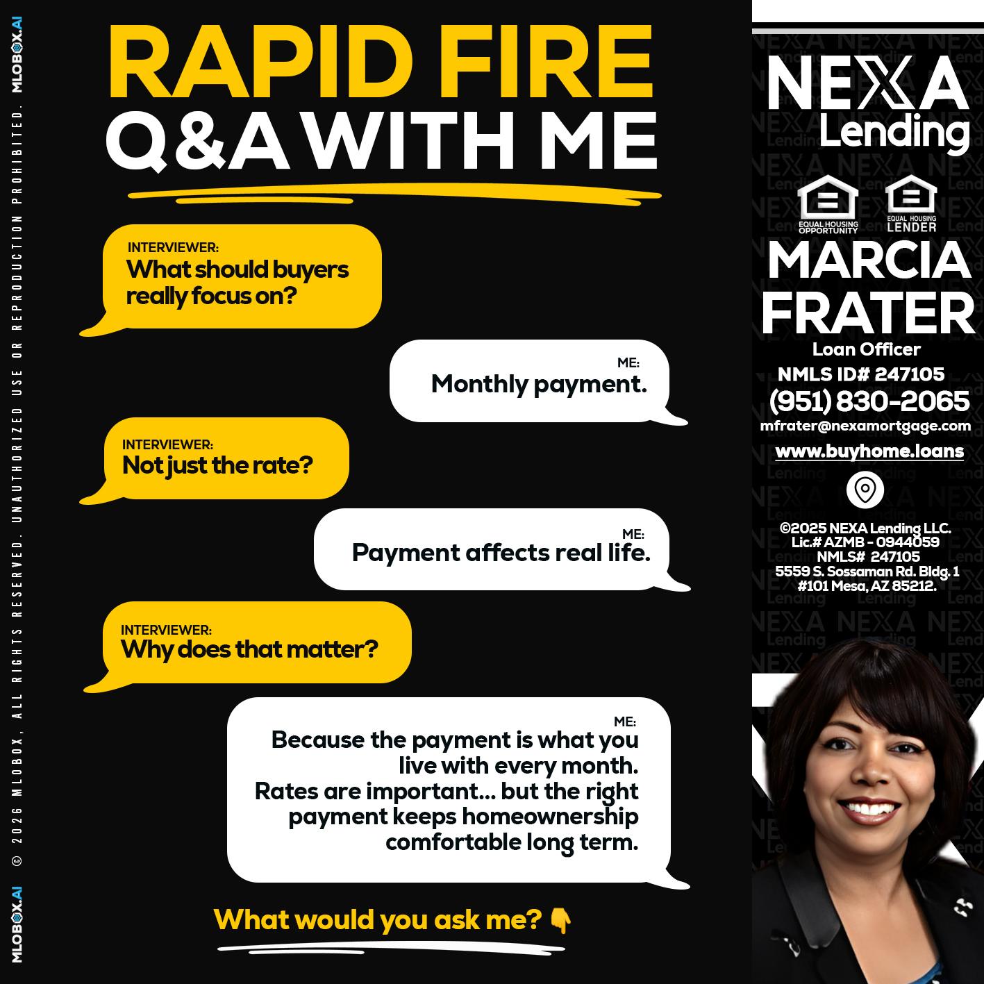 RAPID FIRE Q&A - Marcia Frater -Loan Officer