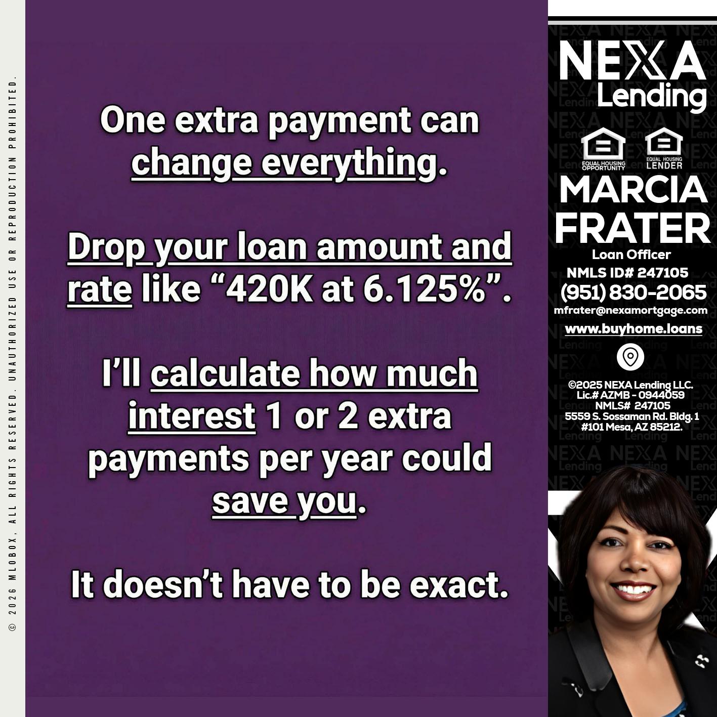 ONE EXTRA - Marcia Frater -Loan Officer