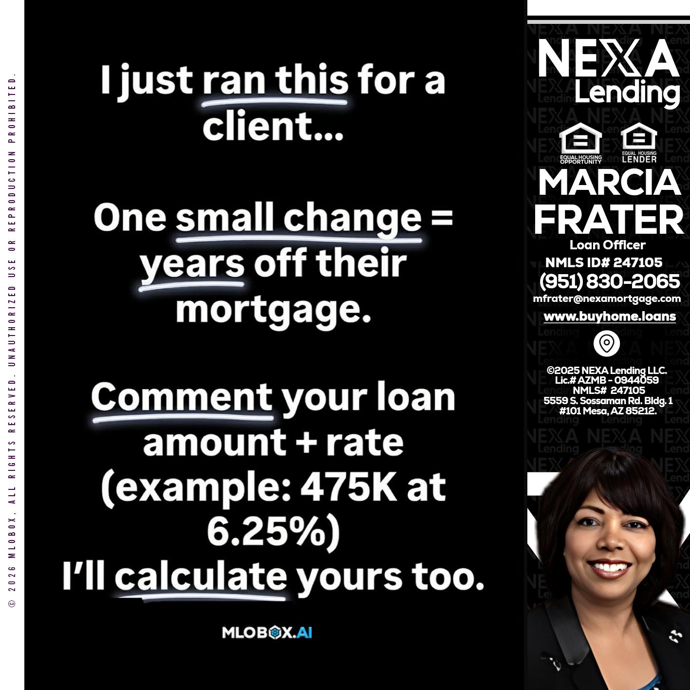 I JUST RAN - Marcia Frater -Loan Officer