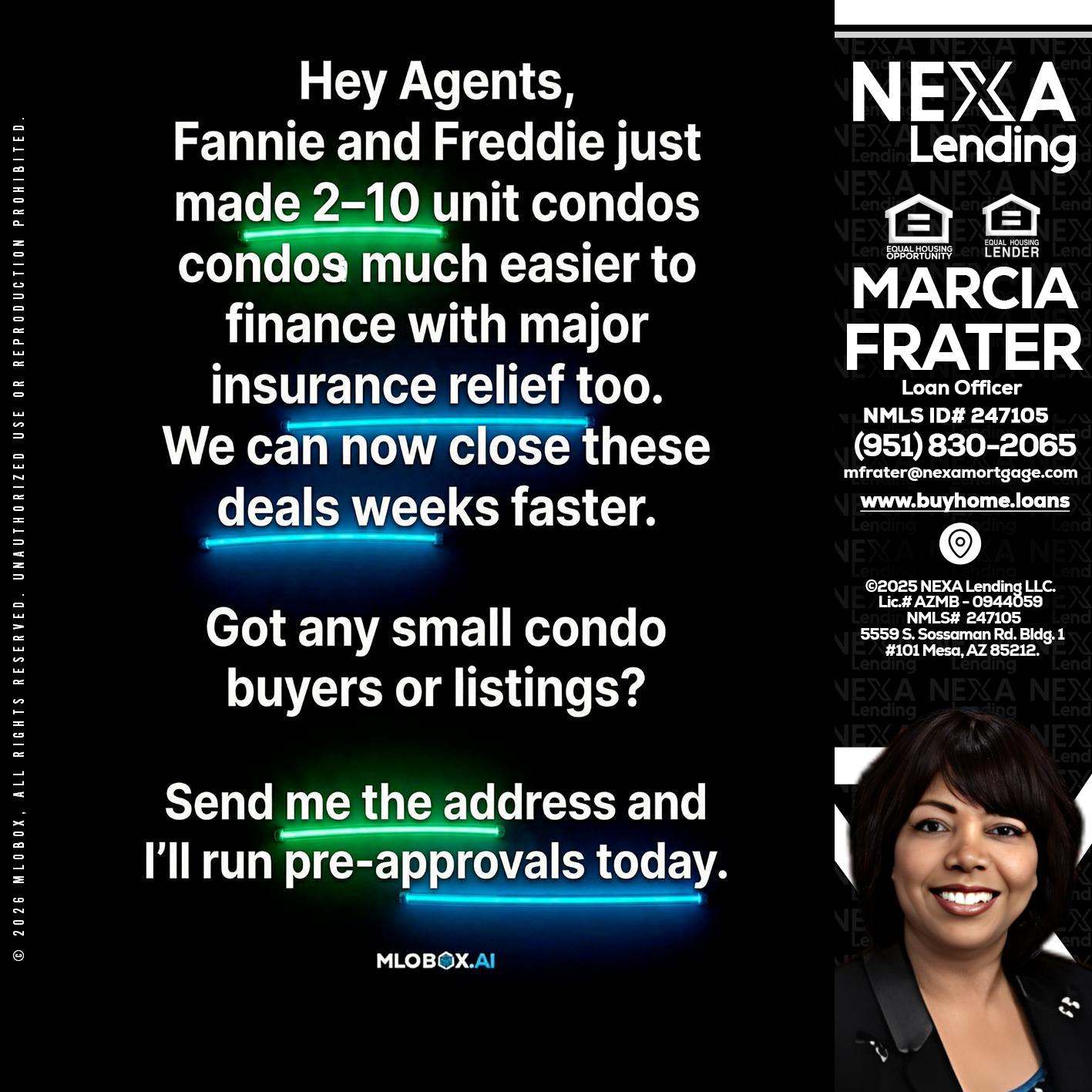 HEY AGENTS - Marcia Frater -Loan Officer