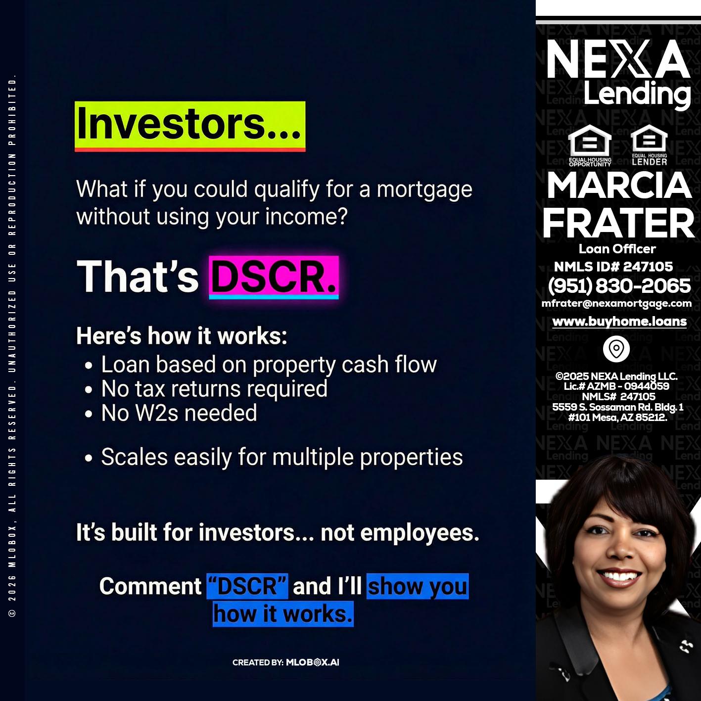 INVESTORS - Marcia Frater -Loan Officer