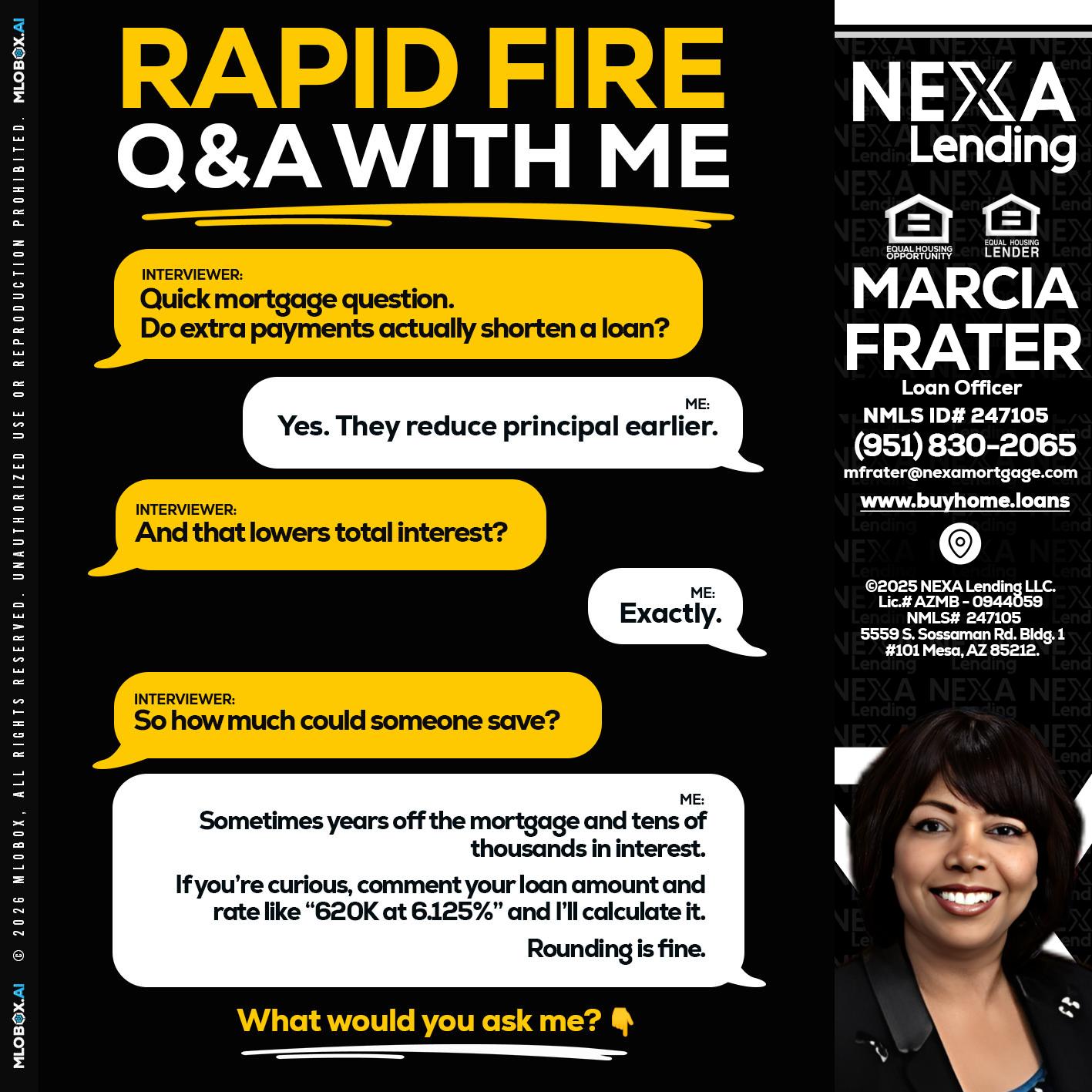 RAPID FIRE QA - Marcia Frater -Loan Officer