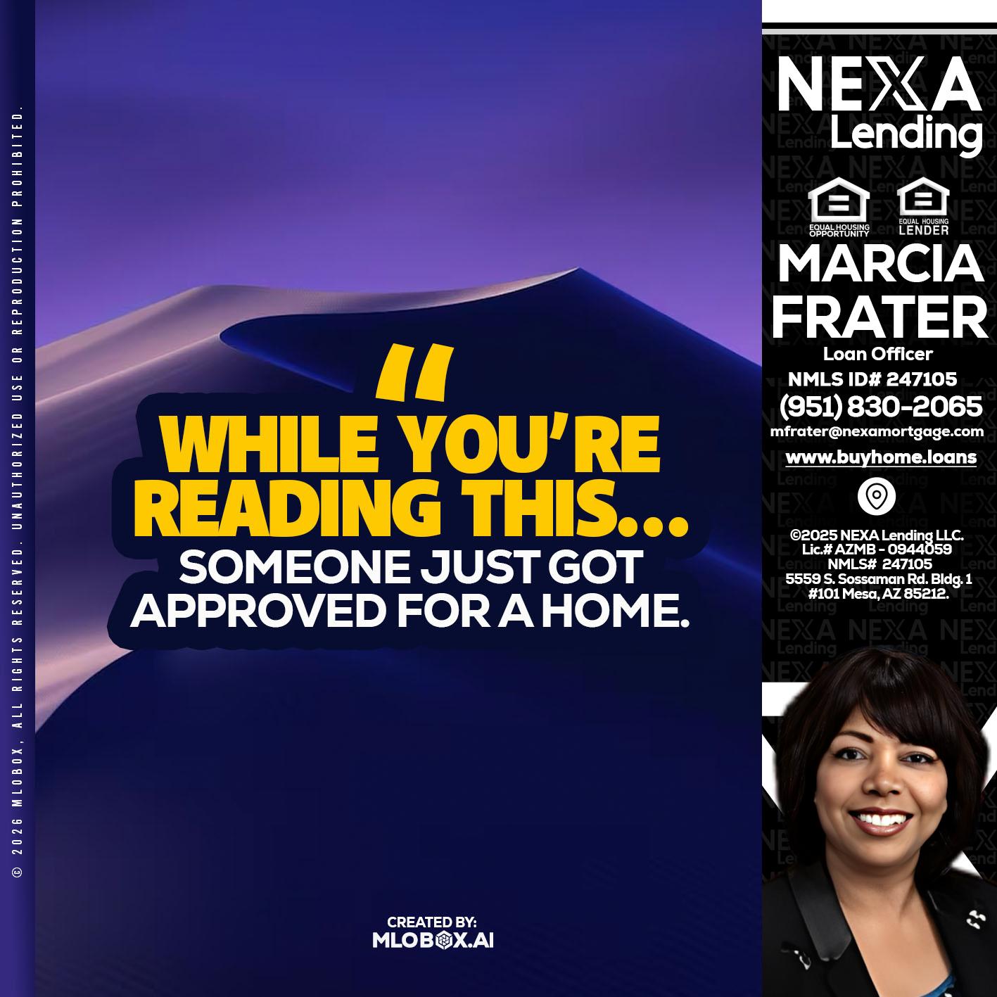 WHILE YOU - Marcia Frater -Loan Officer