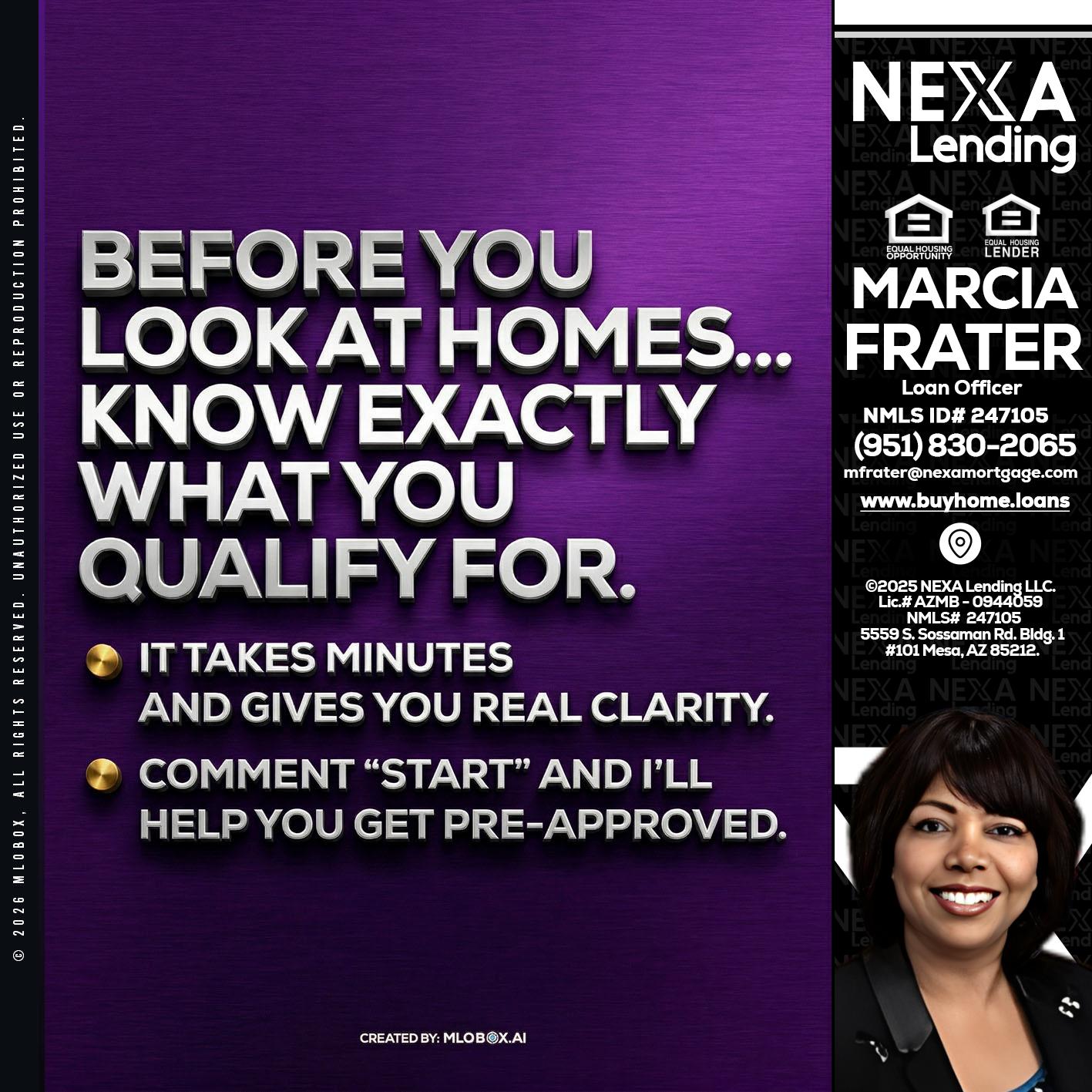 BEFORE YOU - Marcia Frater -Loan Officer