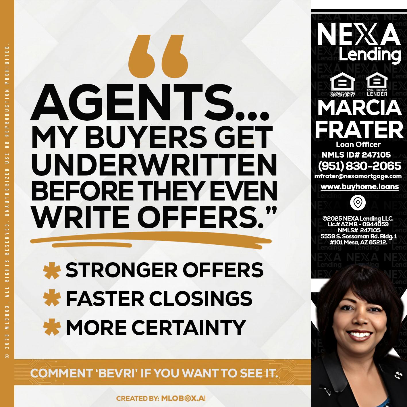 agents - Marcia Frater -Loan Officer