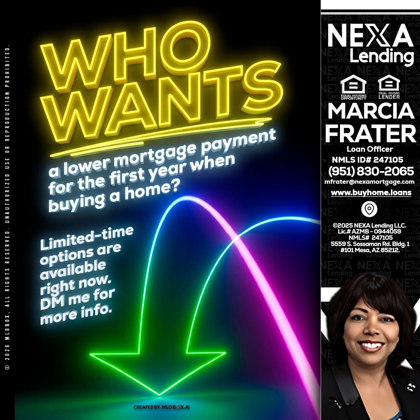WHO WANTS - Marcia Frater -Loan Officer
