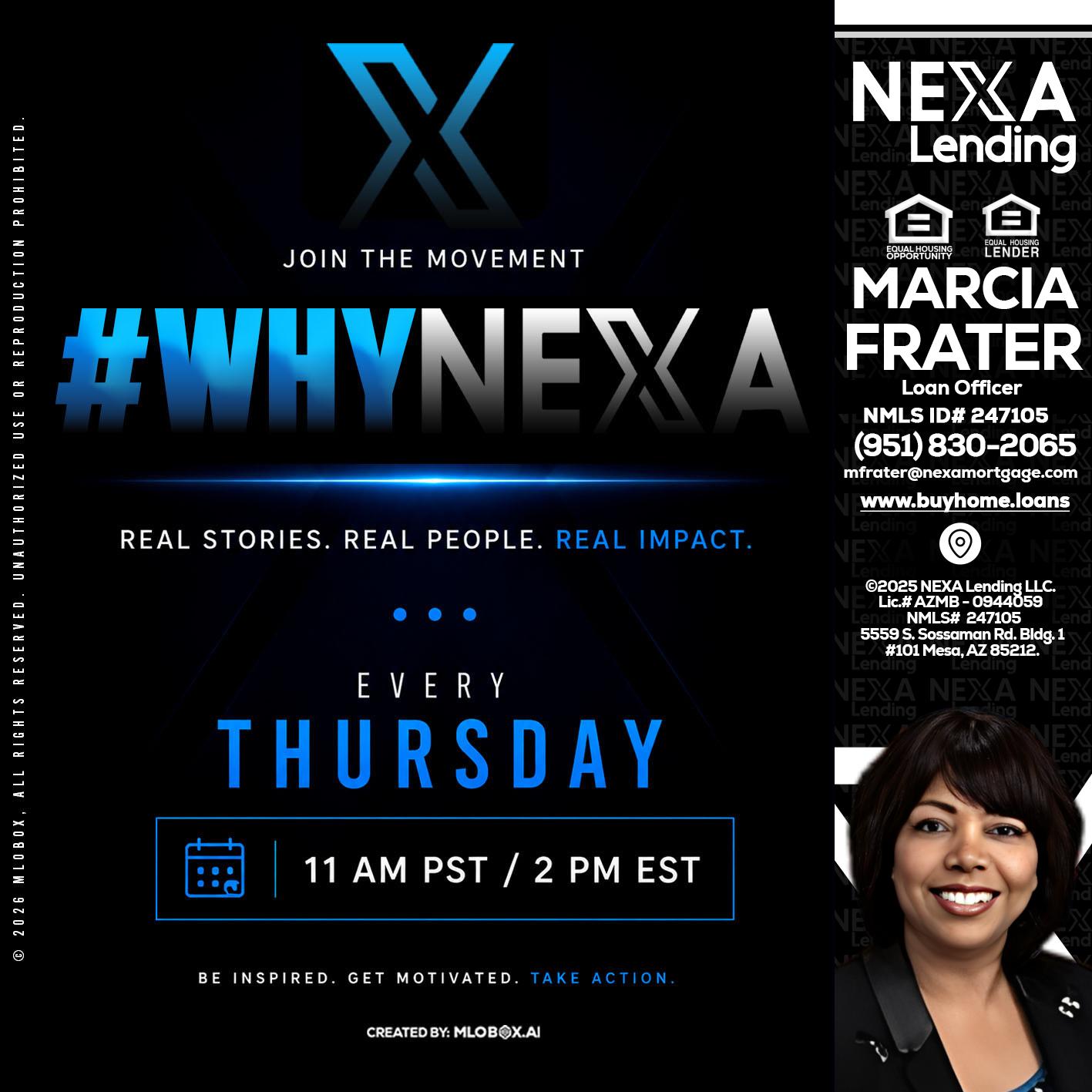 why NEXA - Marcia Frater -Loan Officer