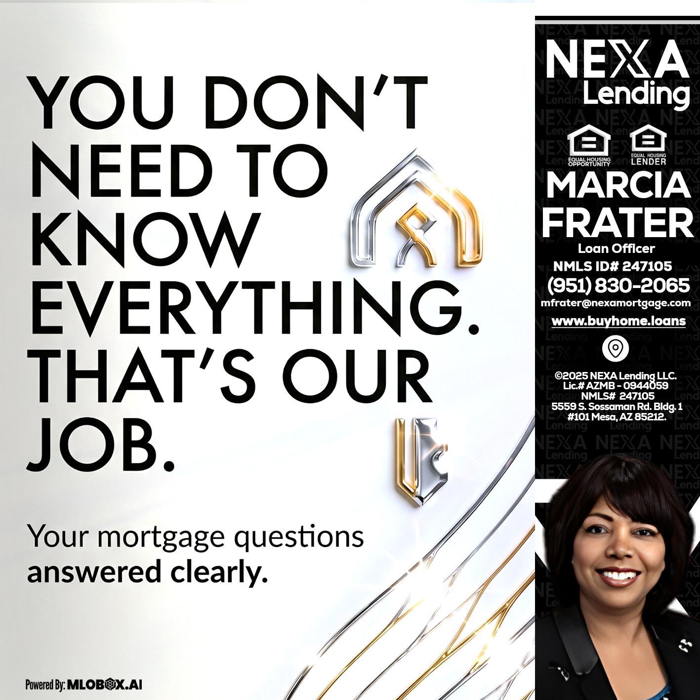 THAT IS OUR JOB - Marcia Frater -Loan Officer