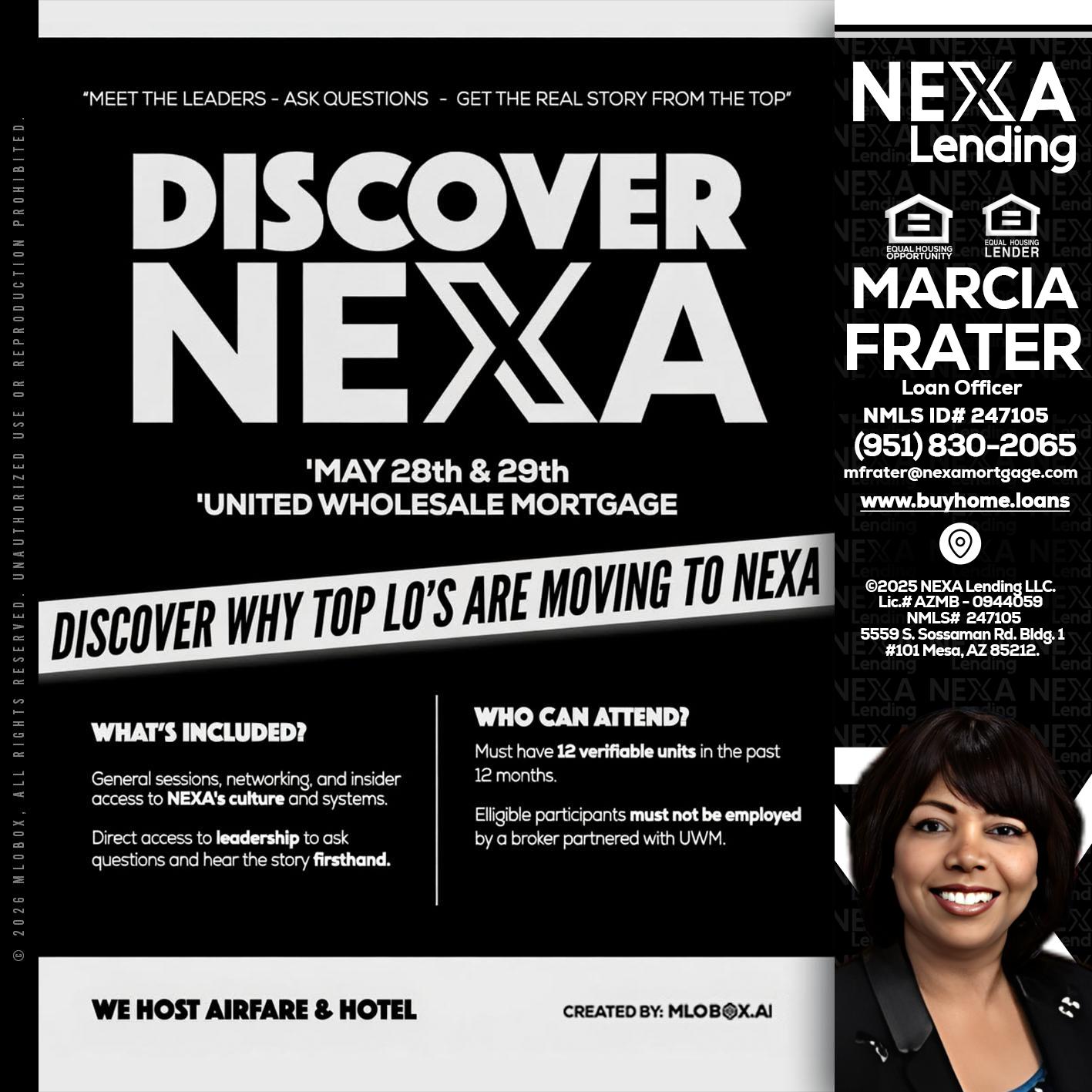 DISCOVER NEXA - Marcia Frater -Loan Officer