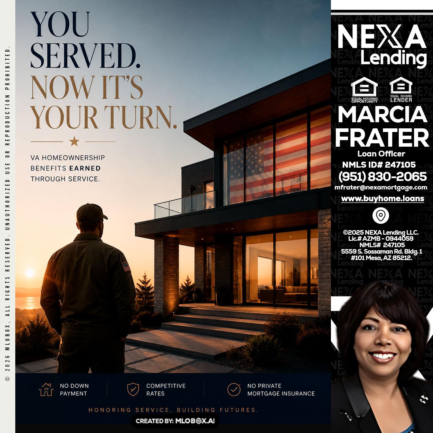 YOU SERVED - Marcia Frater -Loan Officer
