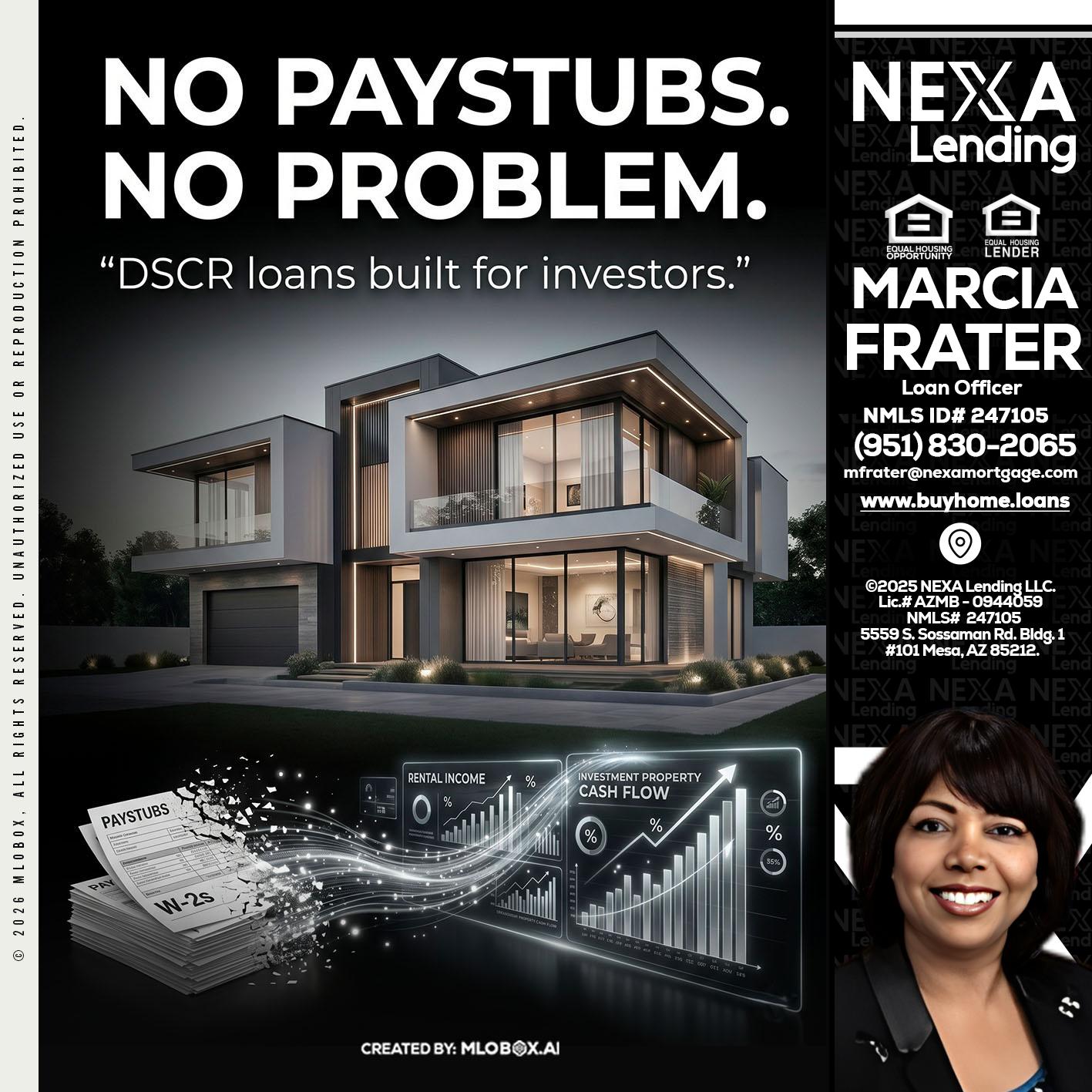 no paystub - Marcia Frater -Loan Officer