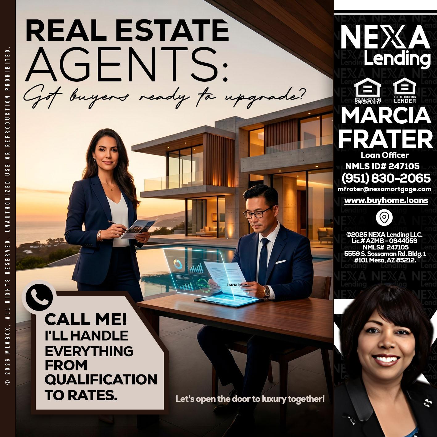 REAL ESTATE AGENTS - Marcia Frater -Loan Officer