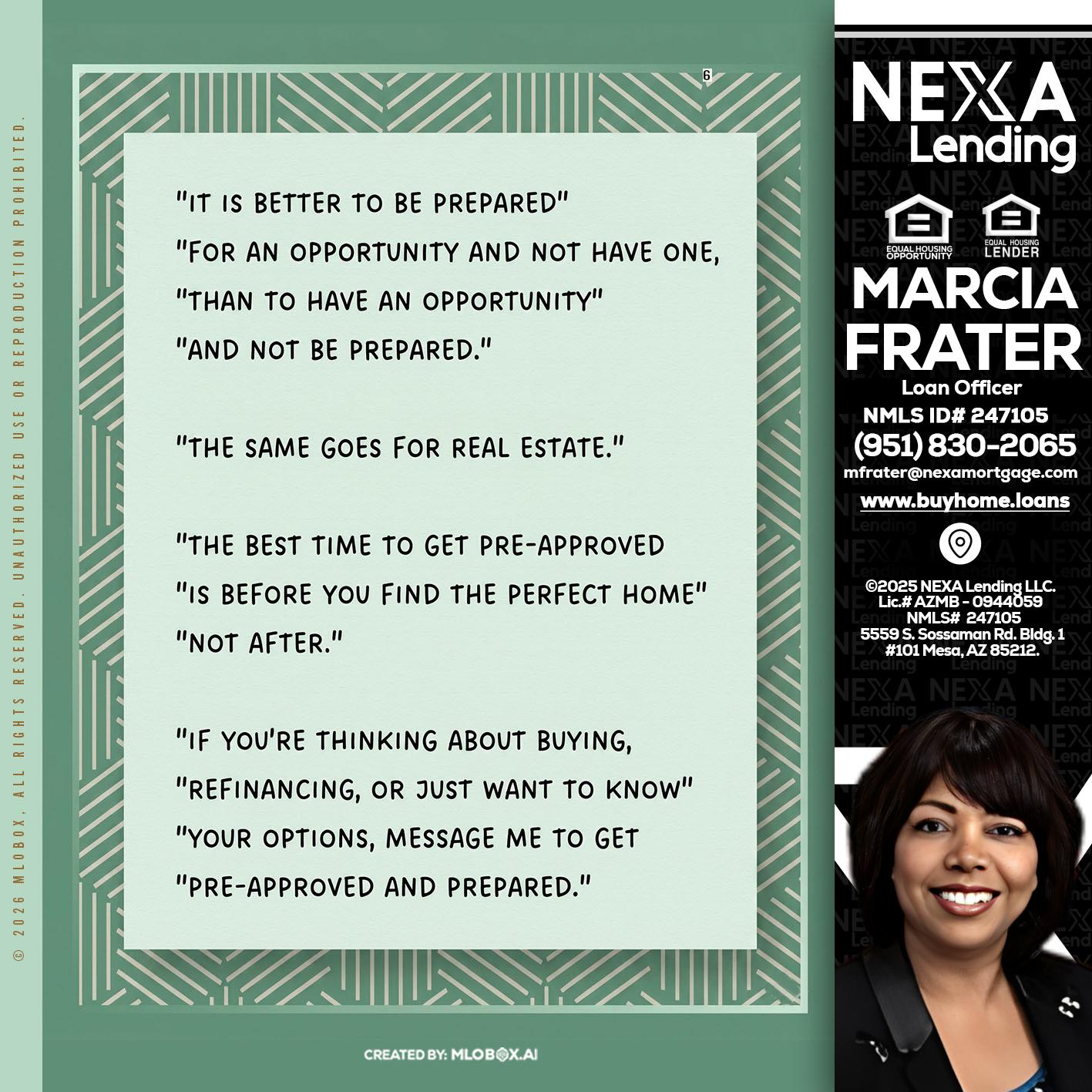 its better - Marcia Frater -Loan Officer