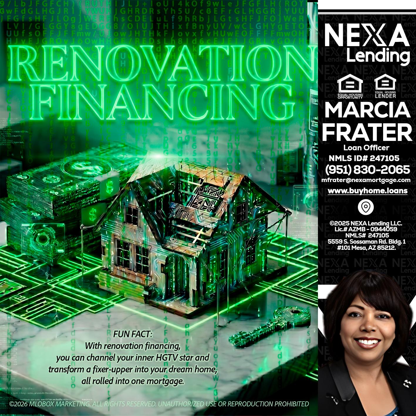 RENOVATION FINANCING - Marcia Frater -Loan Officer