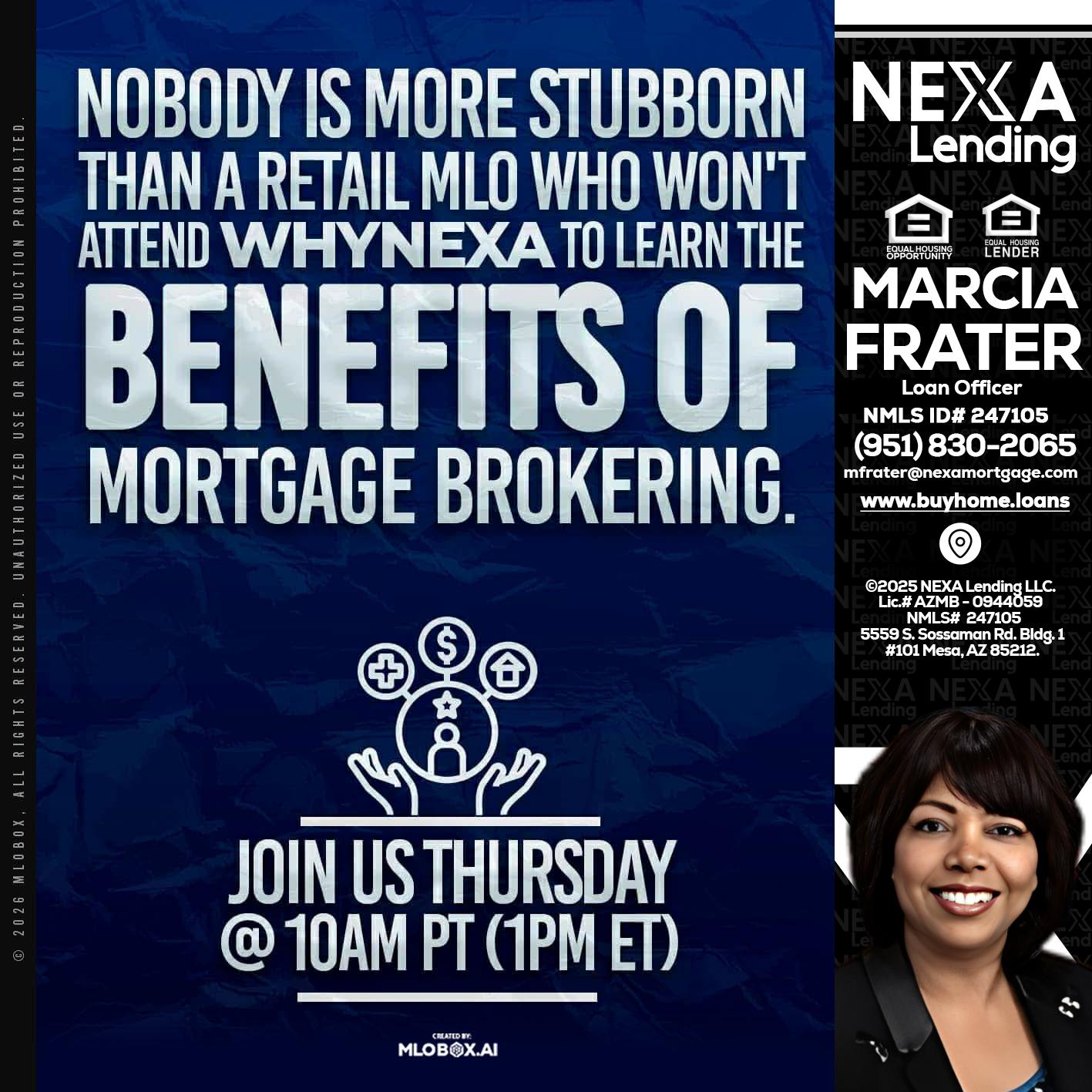 NOBODY IS MORE - Marcia Frater -Loan Officer