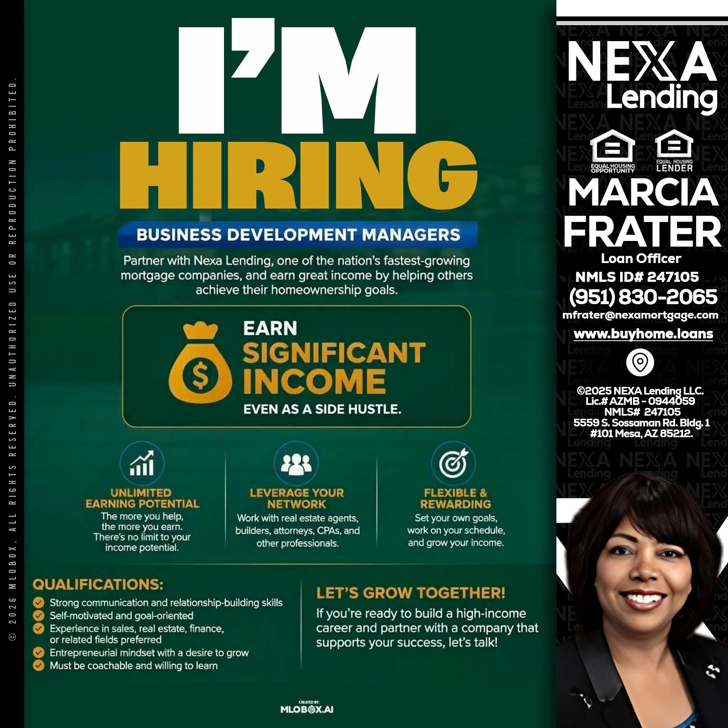 IM HIRING - Marcia Frater -Loan Officer