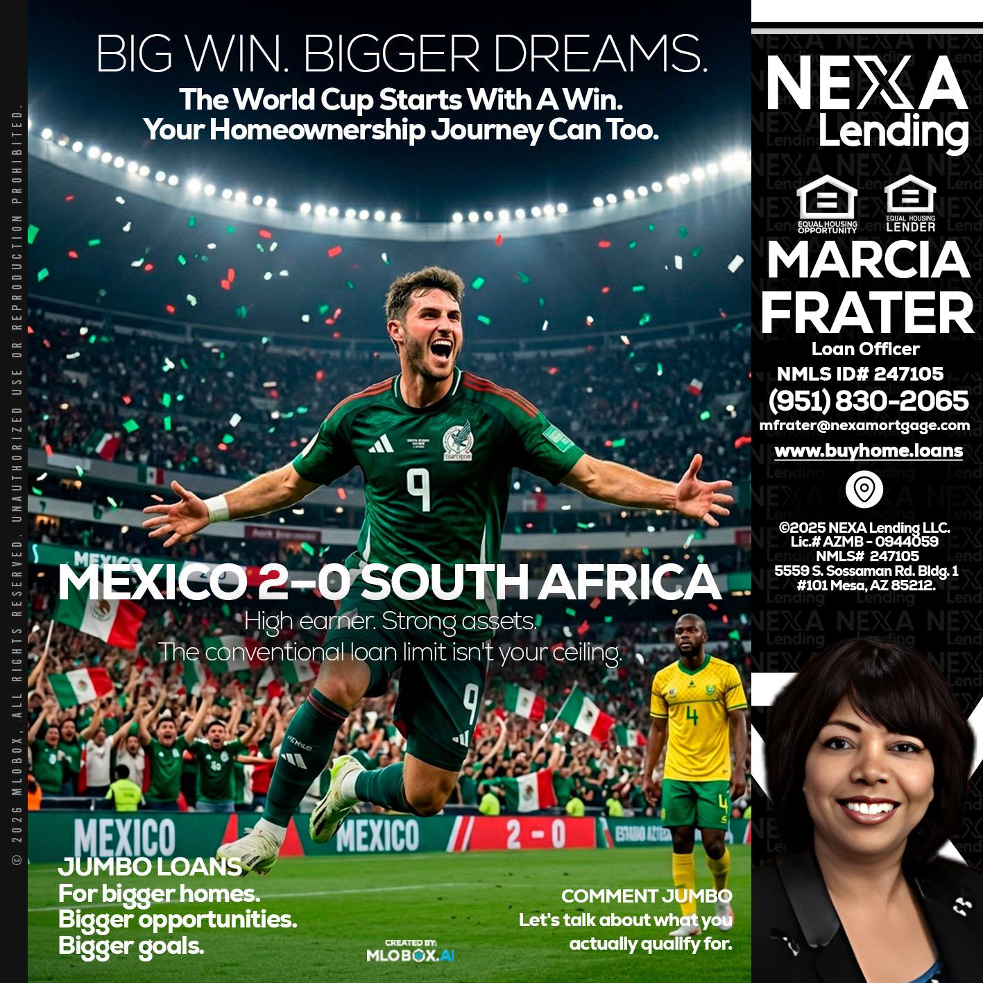 MEXICO 2-0 SOUTH AFRICA - Marcia Frater -Loan Officer