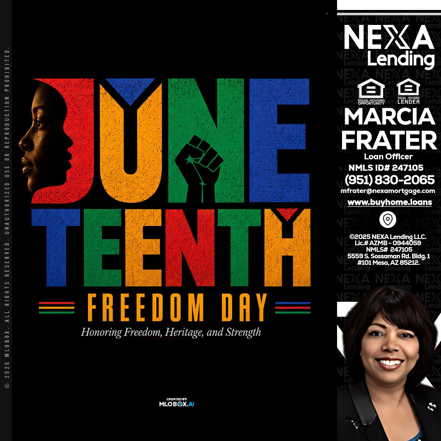 Juneteenth - Marcia Frater -Loan Officer