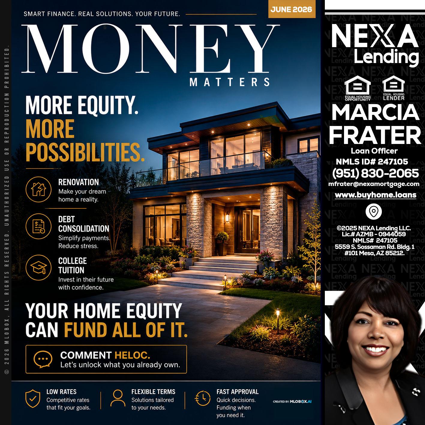 MONEY MATTERS - Marcia Frater -Loan Officer