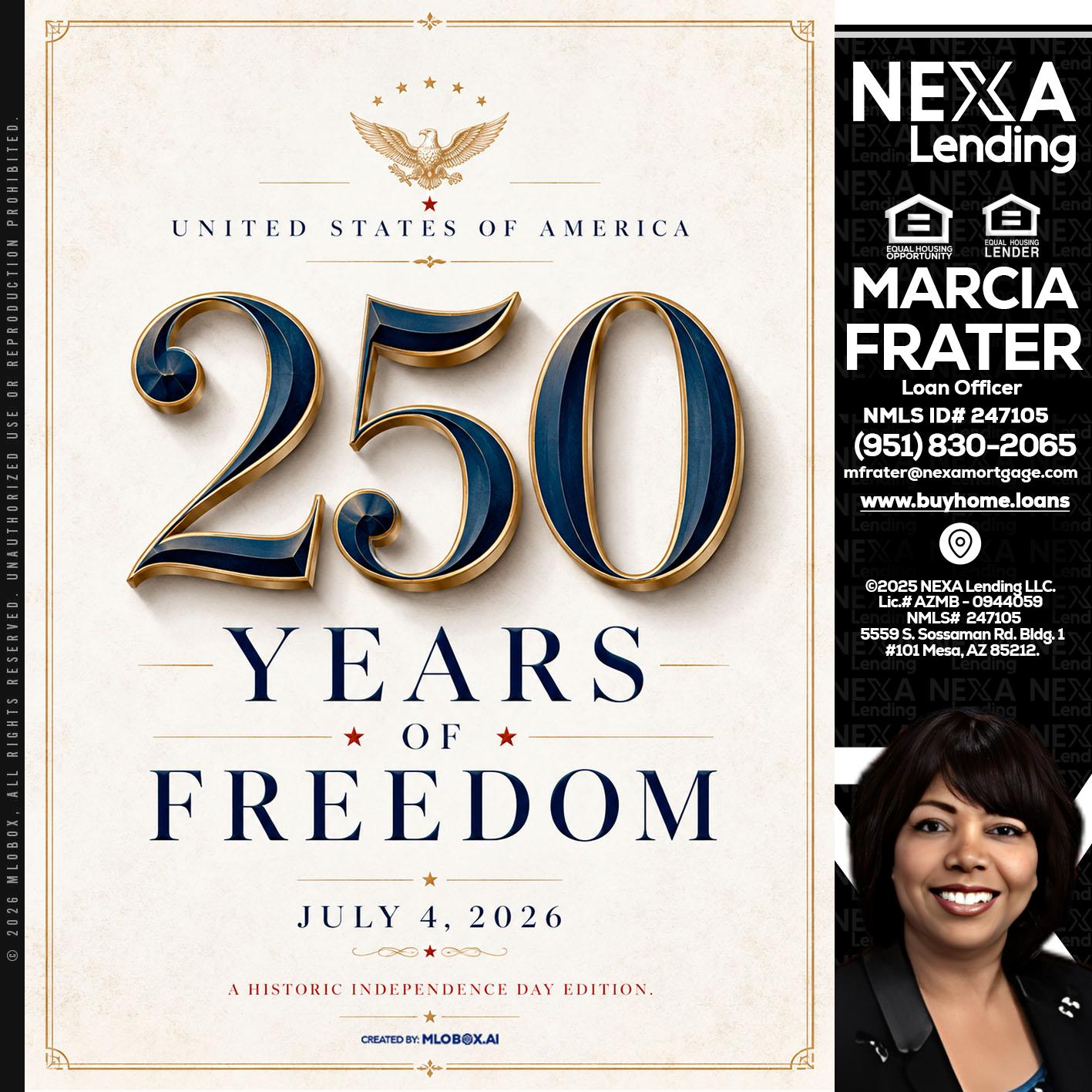 250 YEARS - Marcia Frater -Loan Officer