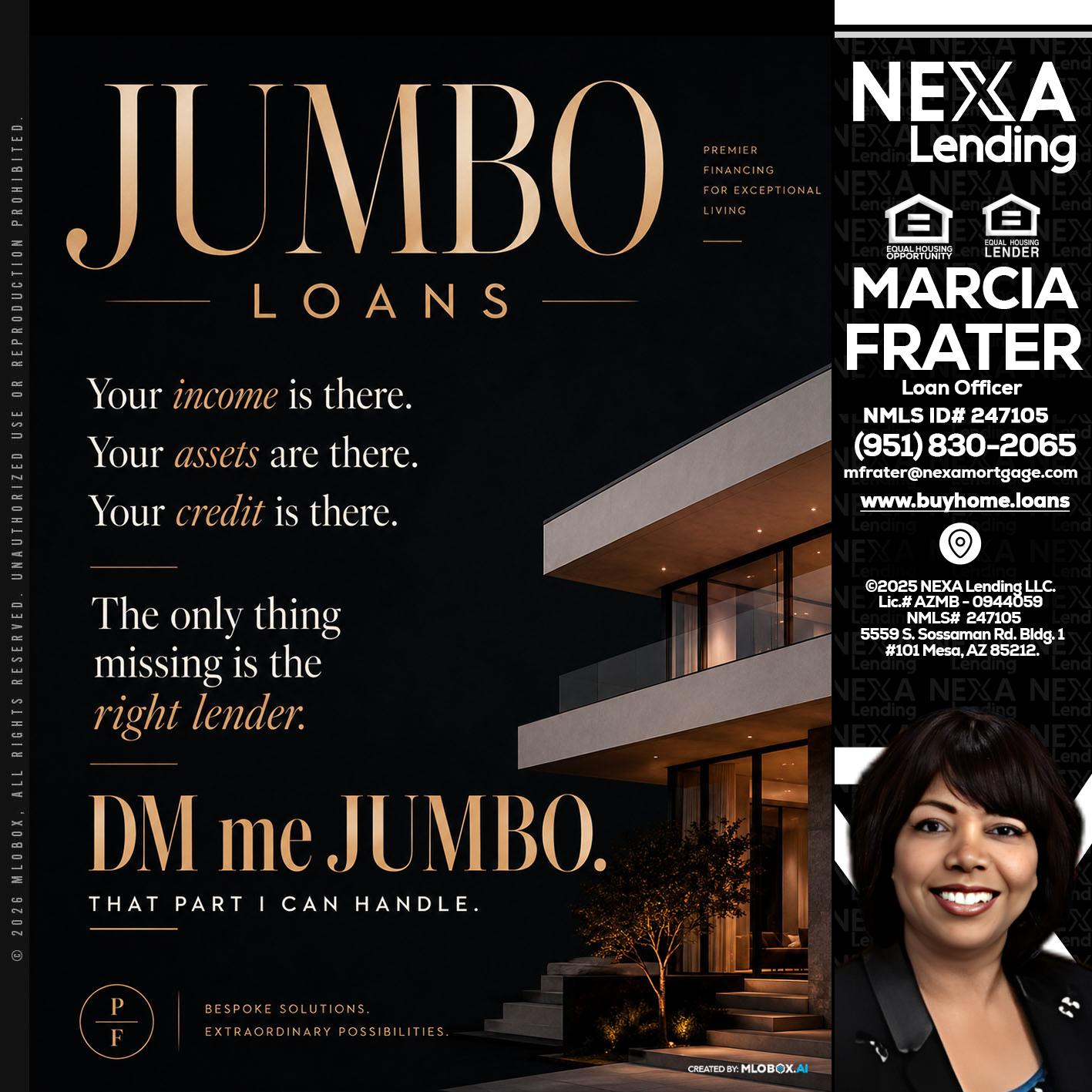 JUMBO LOANS - Marcia Frater -Loan Officer