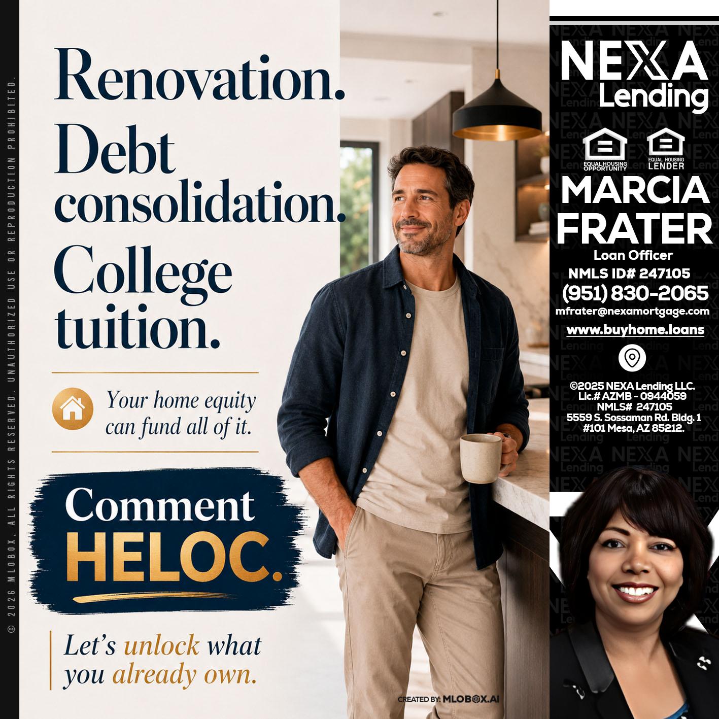 RENOVATION DEBT - Marcia Frater -Loan Officer