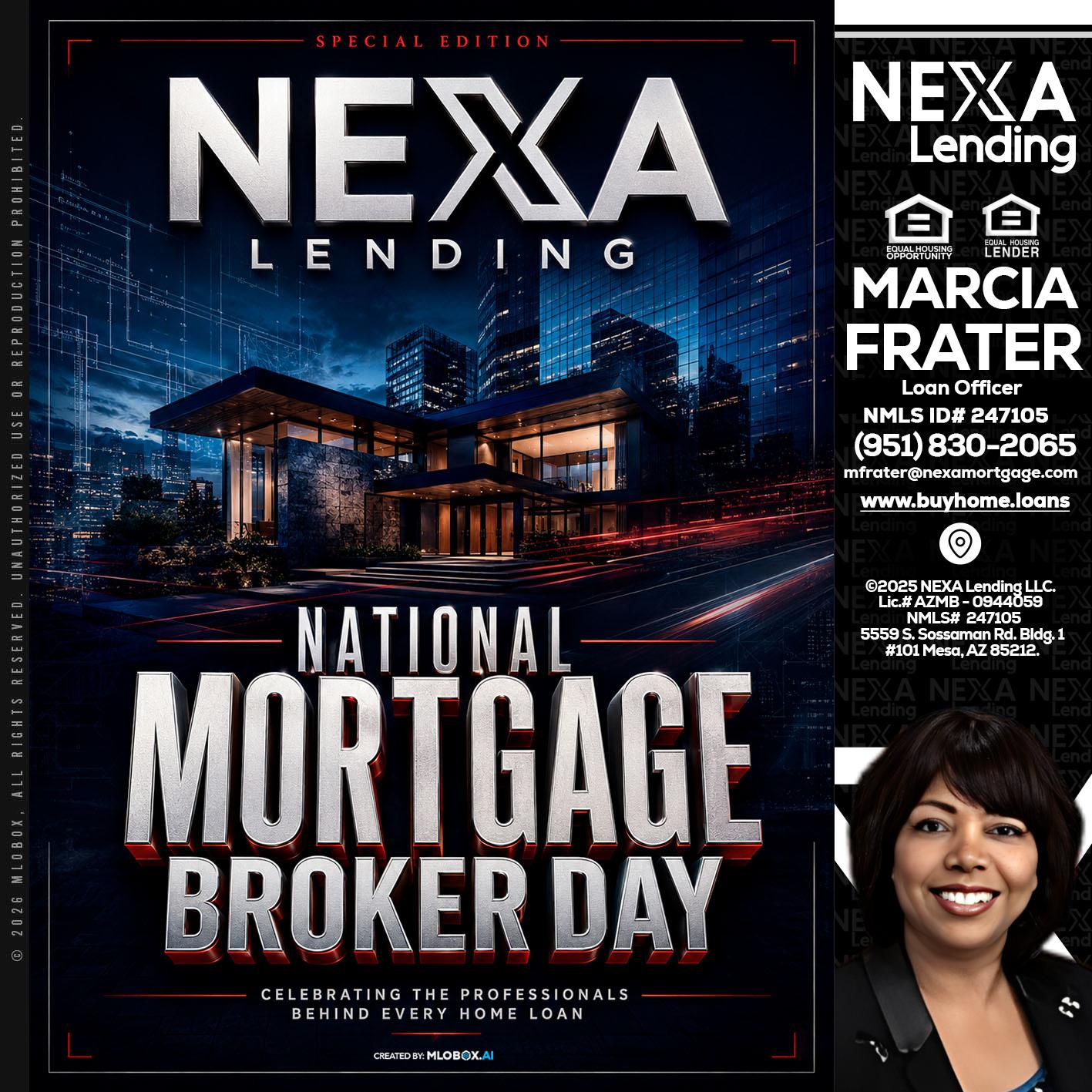 NATIONAL MORTGAGE BROKER DAY - Marcia Frater -Loan Officer