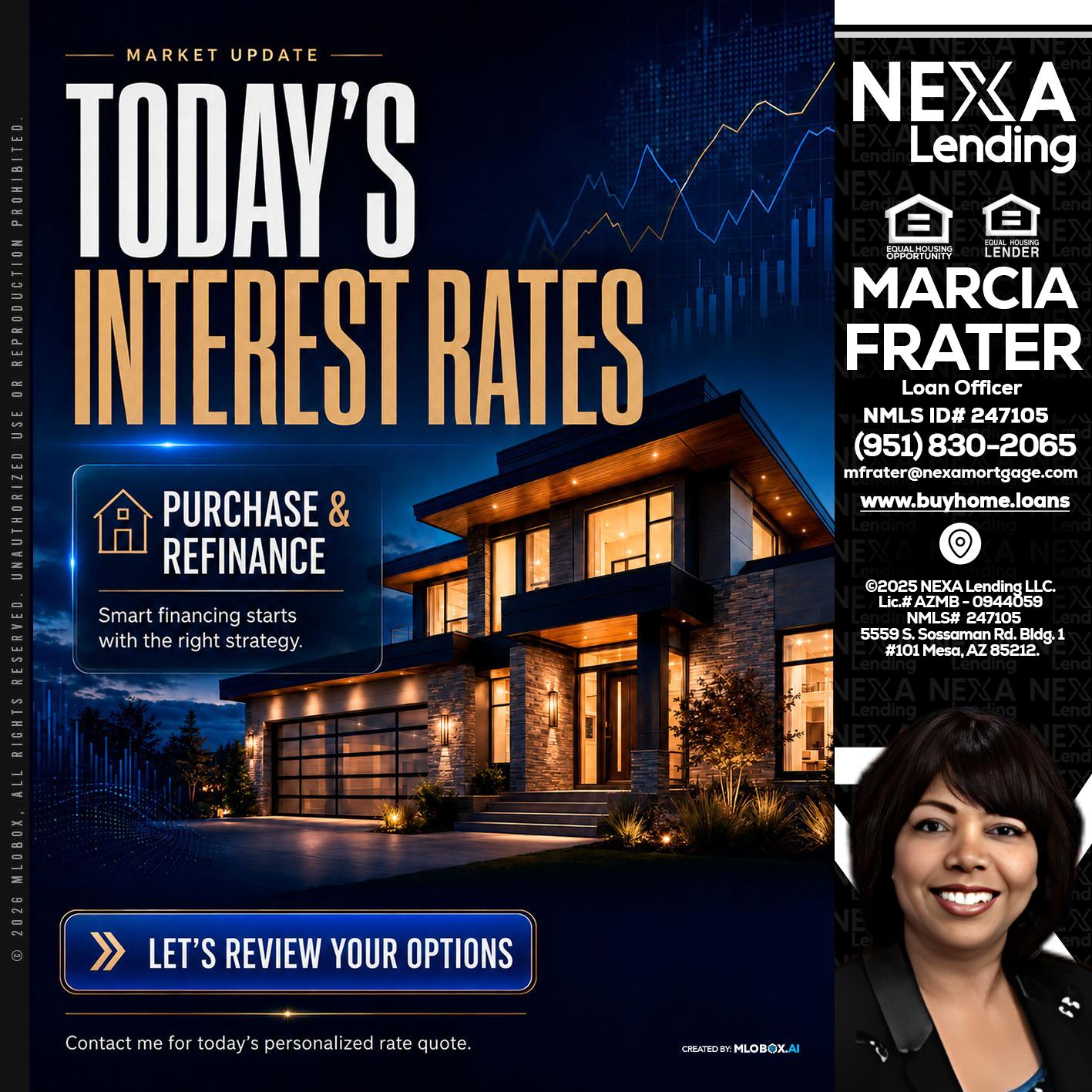 TODAYS RATES - Marcia Frater -Loan Officer