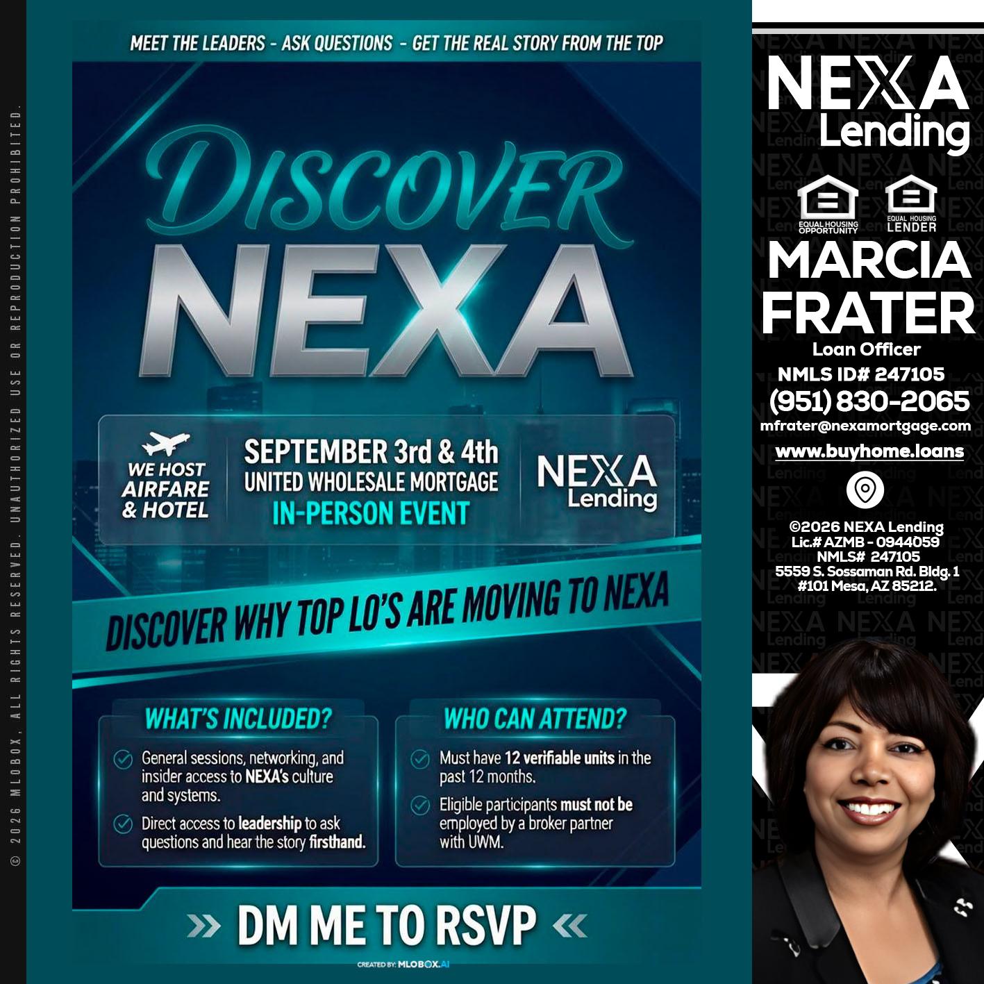 DISCOVER NEXA - Marcia Frater -Loan Officer