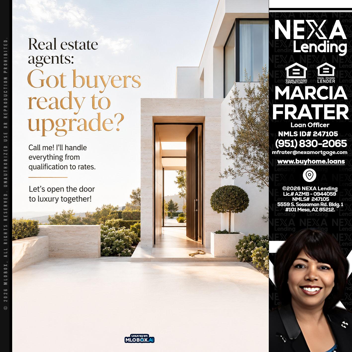 REAL ESTATE AGENTS - Marcia Frater -Loan Officer