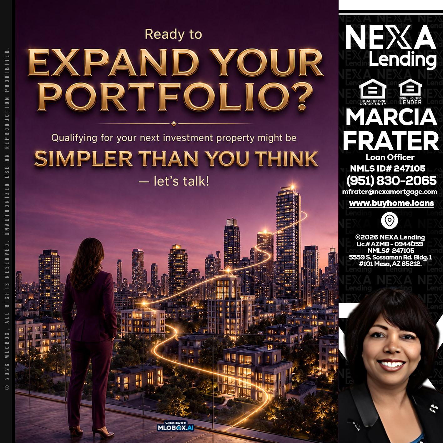 EXPAND YOUR PORTFOLIO - Marcia Frater -Loan Officer