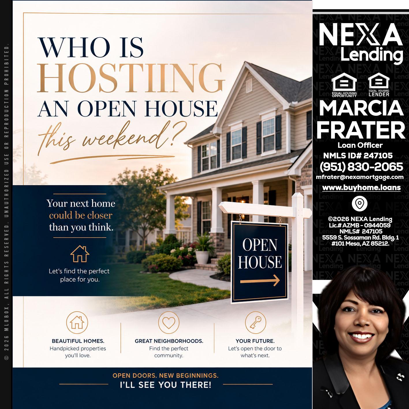 WHOS HOSTING - Marcia Frater -Loan Officer