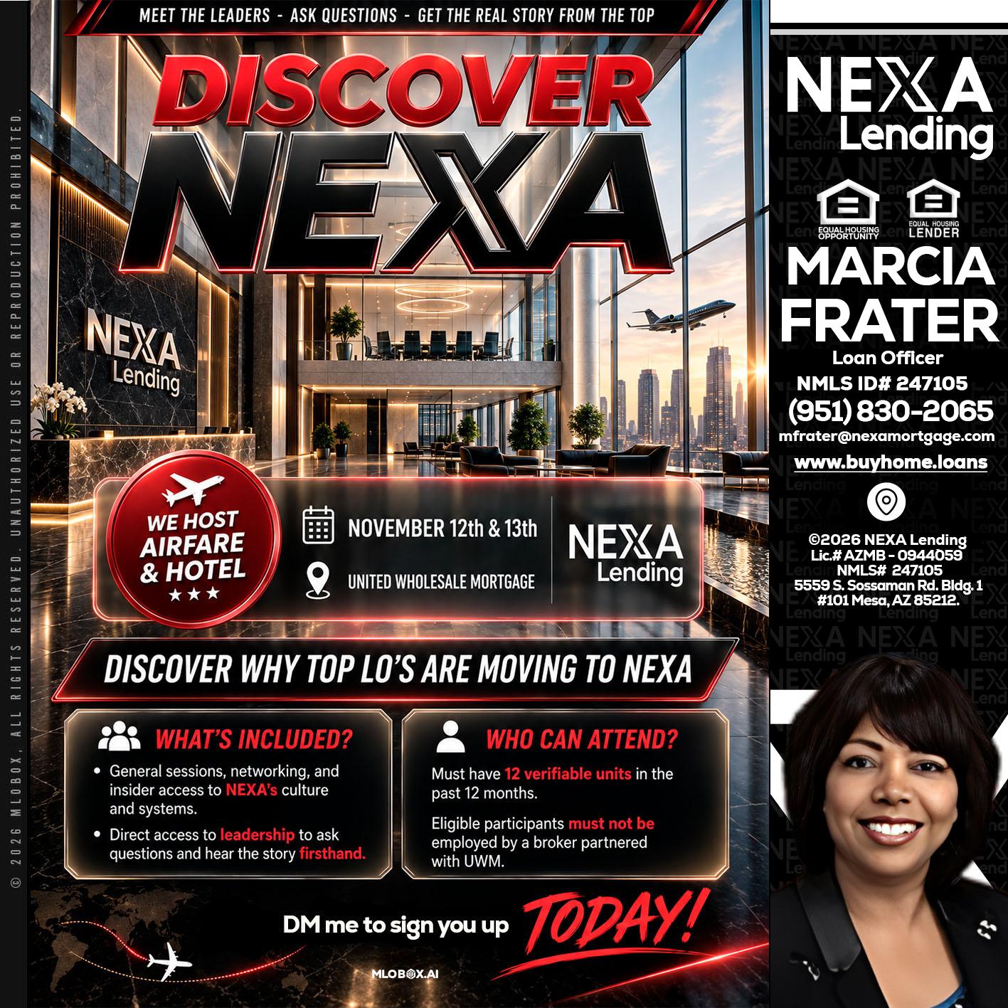DISCOVER NEXA - Marcia Frater -Loan Officer