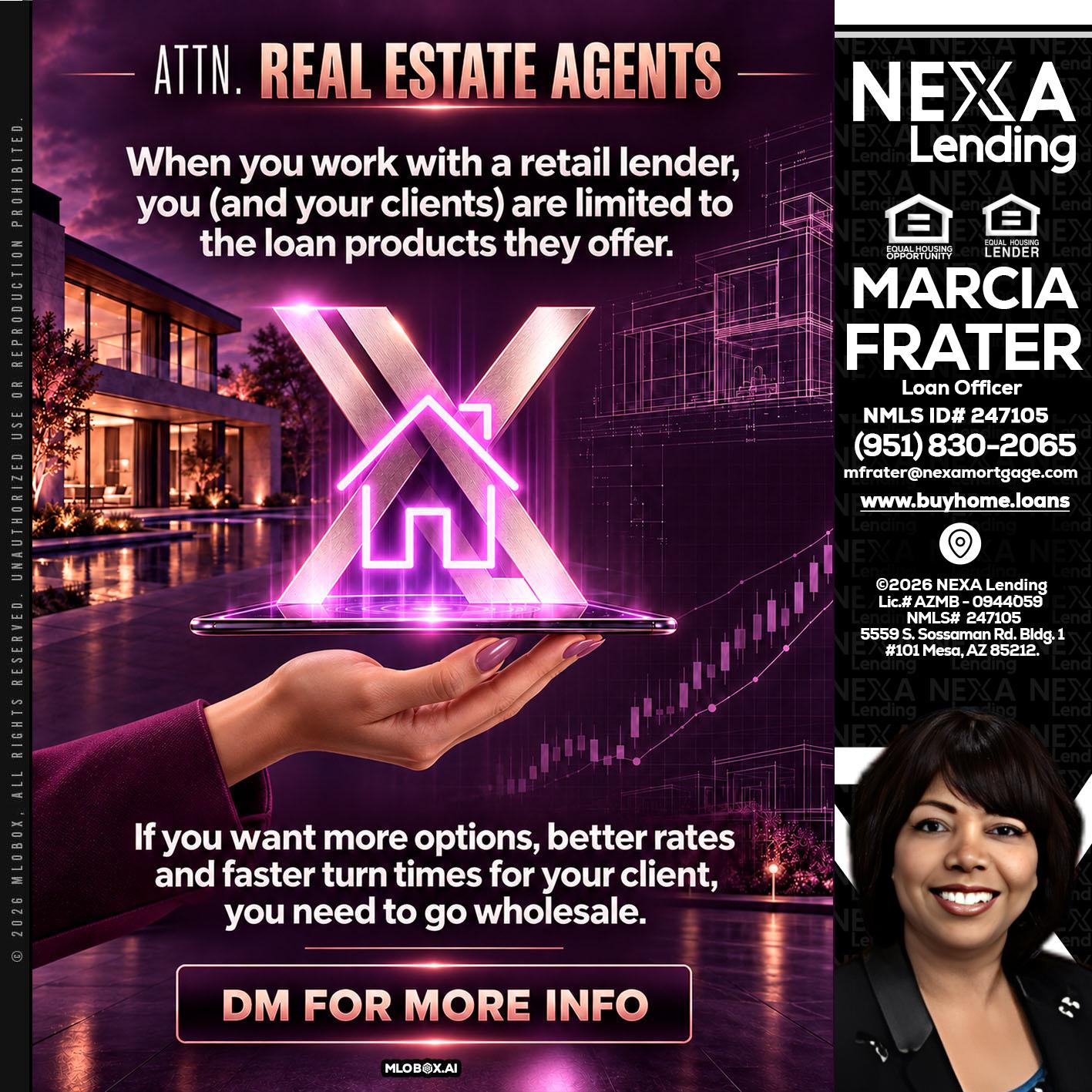 REAL ESTATE AGENTS - Marcia Frater -Loan Officer