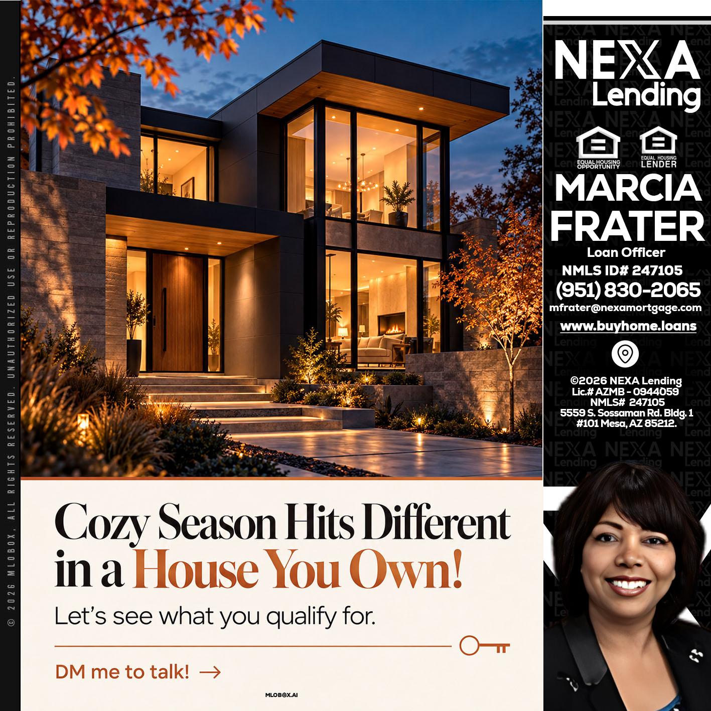 COZY SEASON - Marcia Frater -Loan Officer