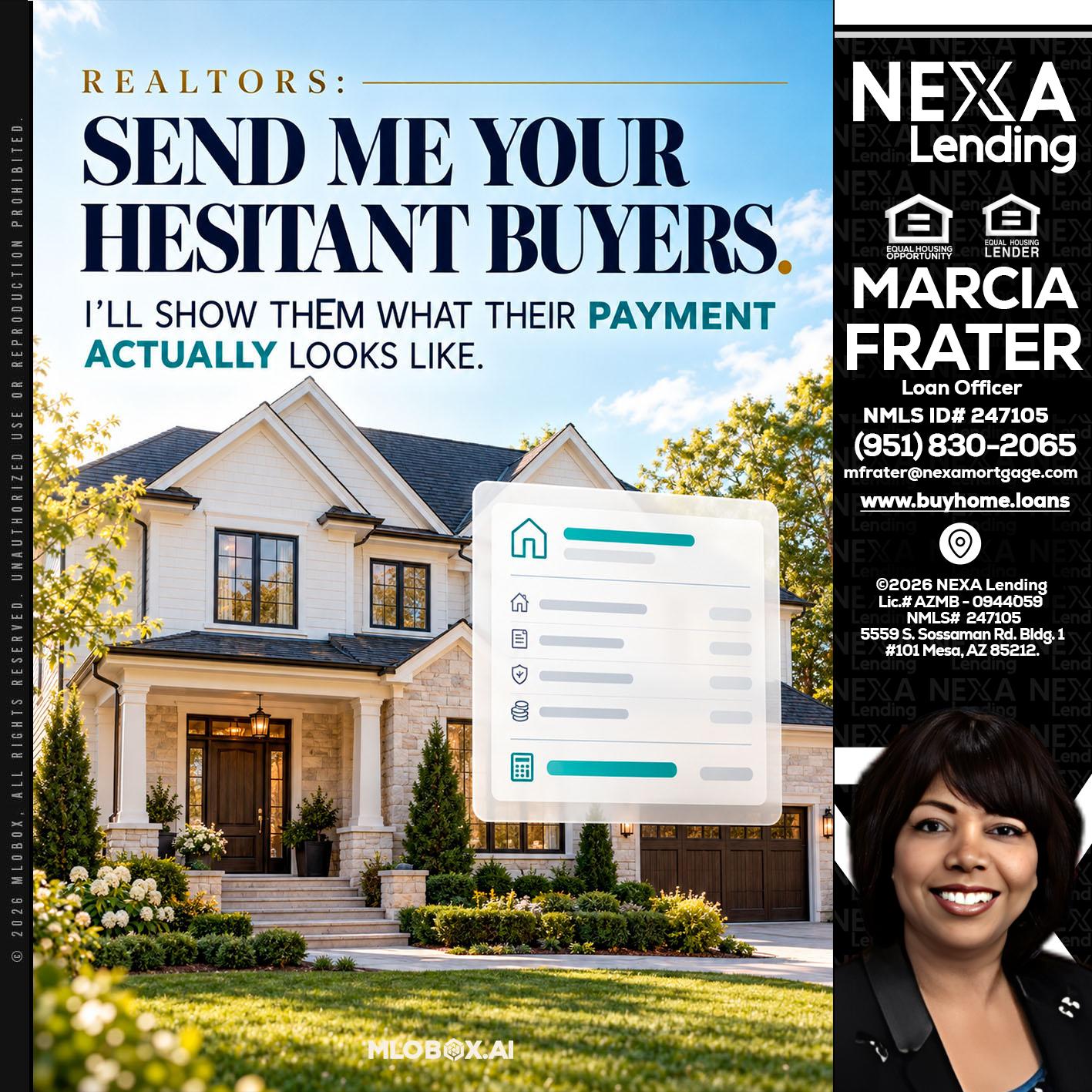 SEND ME YOUR - Marcia Frater -Loan Officer