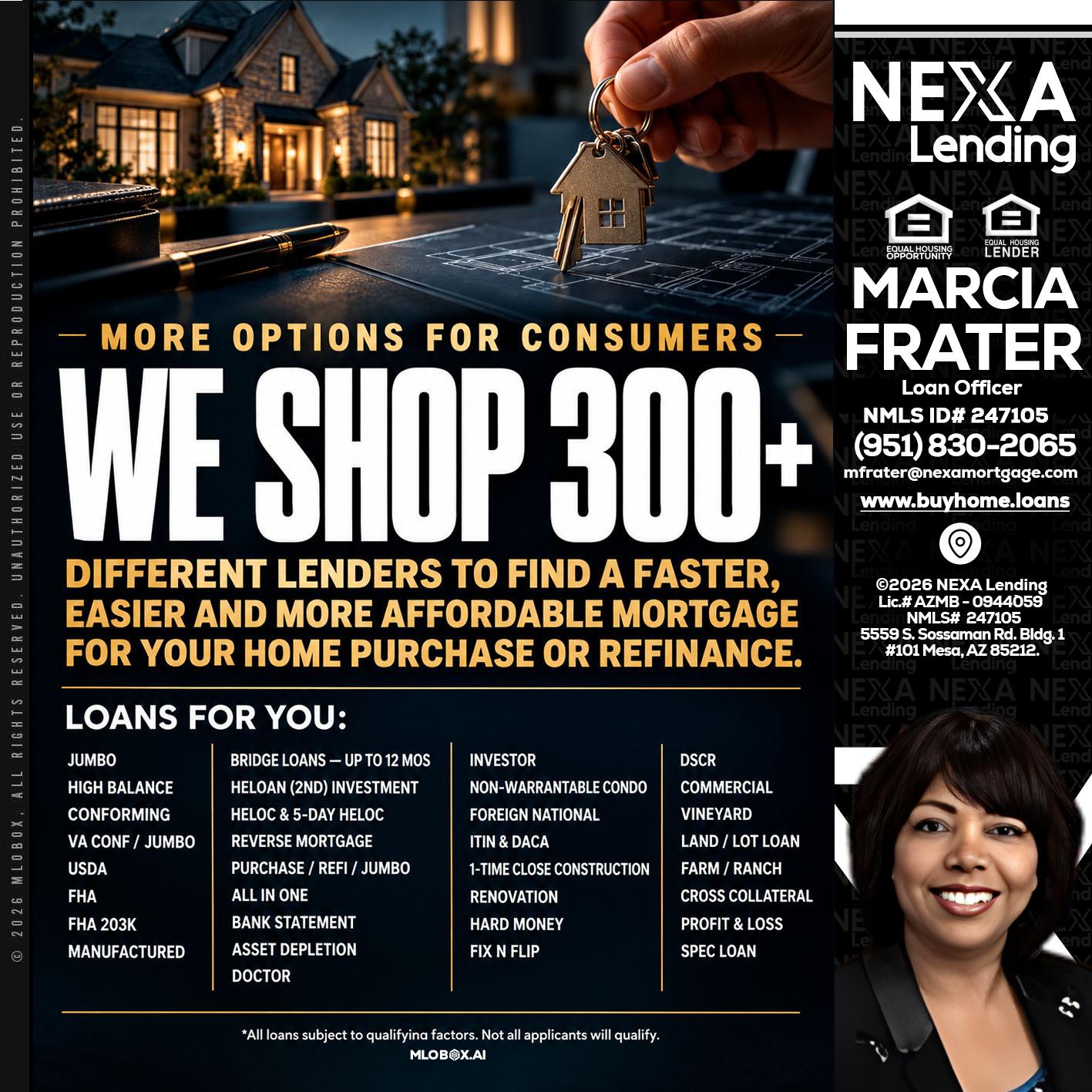 WE SHOP 300+ - Marcia Frater -Loan Officer