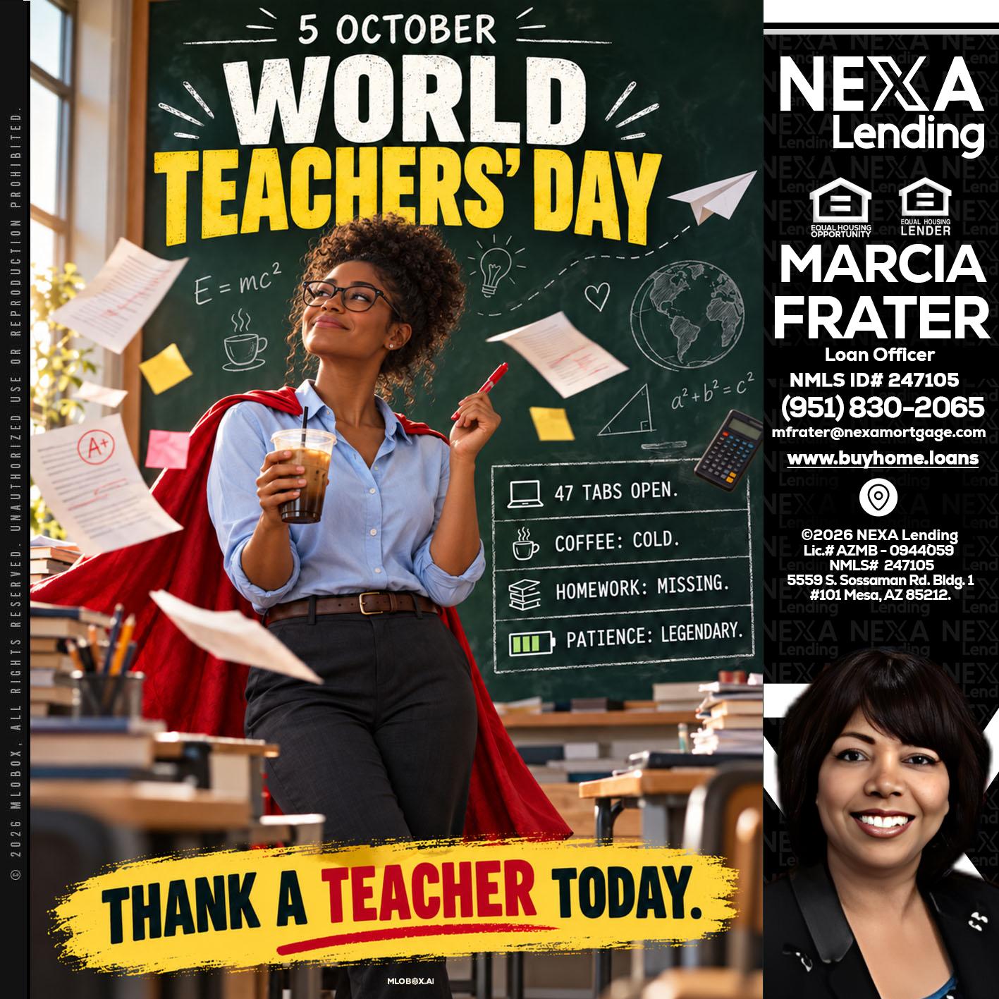 world teacher day - Marcia Frater -Loan Officer